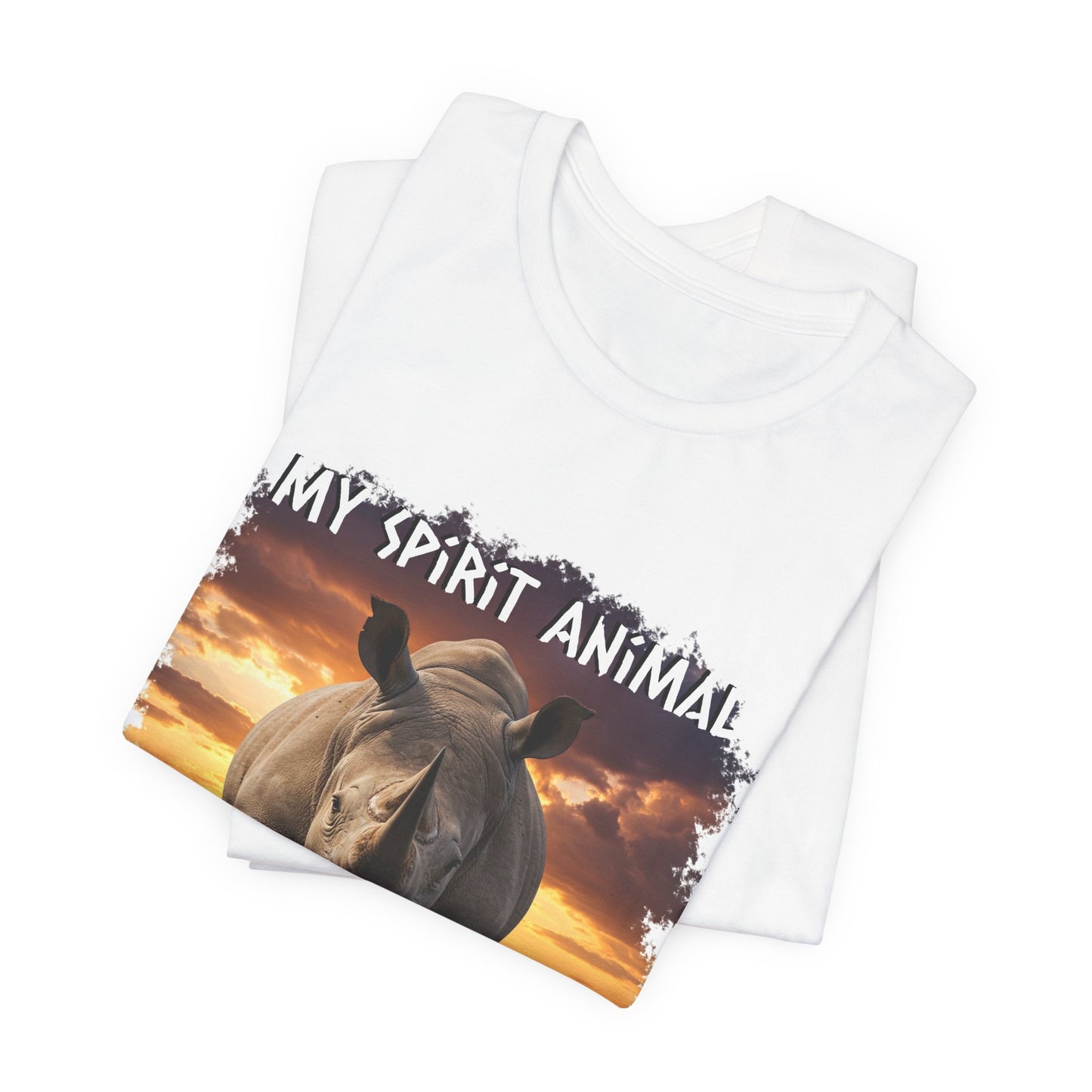 Rhino Spirit Animal Tee, Charging Rhinoceros Shirt for Nature Lovers, Zoo Outings, Safaris, Unisex Jersey Short Sleeve Tee