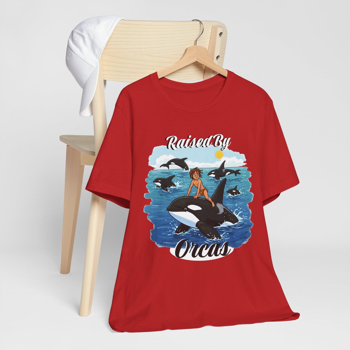 Funny 'Raised by Orca's' Tee - Perfect for Ocean Lovers, Beach Days, Summer Vacations, Gift for Marine Life Enthusiasts, Cute Animal Shirt