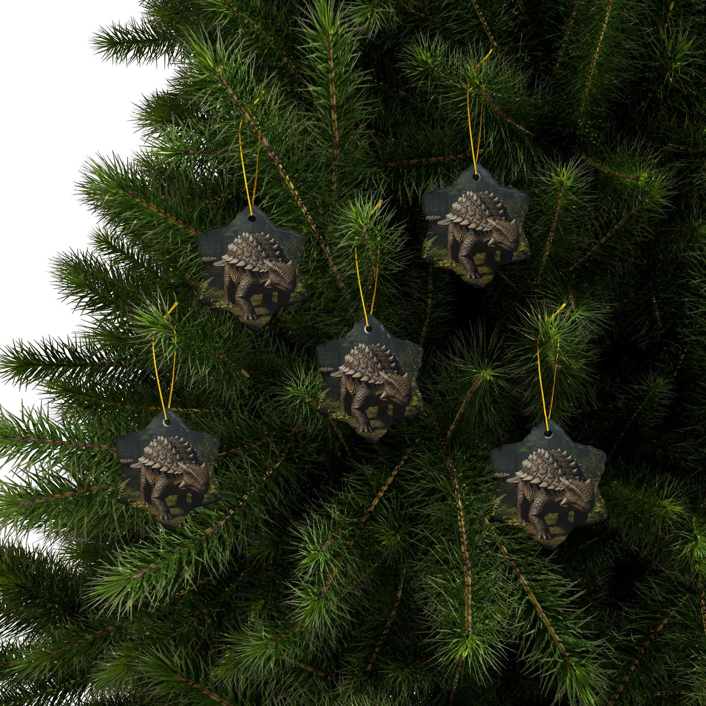 Ankylosaurus Dinosaur-Themed Ceramic Ornaments, Unique Holiday Decor, Perfect for Kids' Rooms, Gifts for Nature Lovers, 2-Sided Print