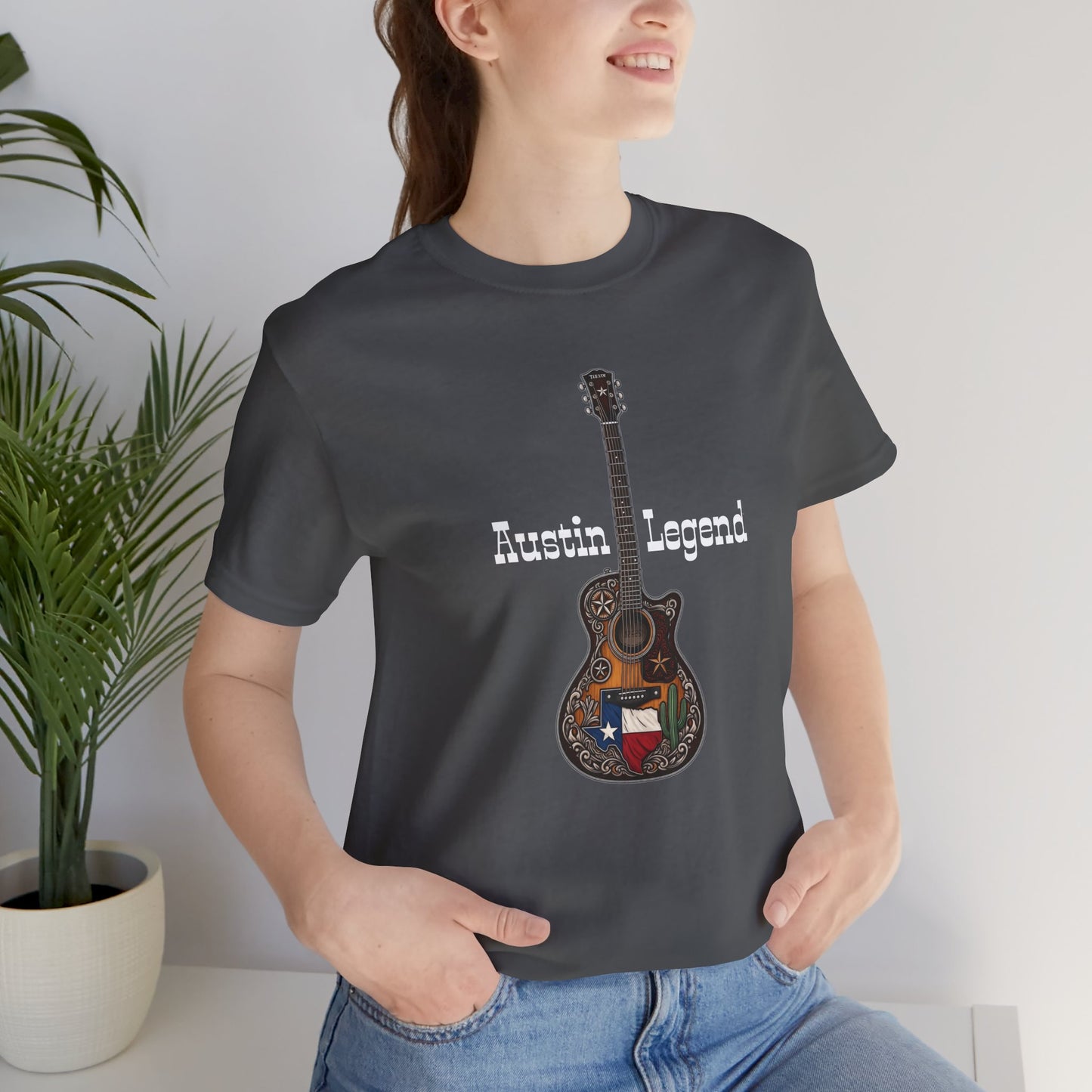 Austin Legend Guitar Tee | Unisex Short Sleeve T-Shirt, Music Lover Gift, Austin TX Souvenir, Casual Wear, Festival Apparel