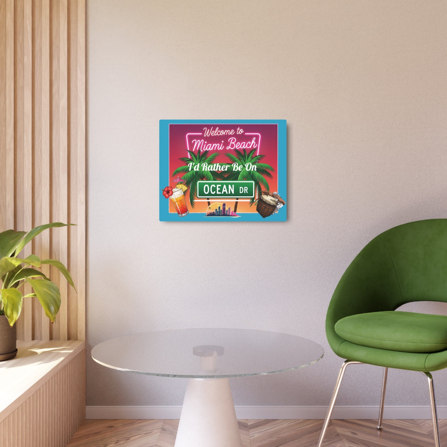 Ocean Drive, Miami Beach Tropical Metal Art Sign, Miami Beach Decor, Ocean Drive Wall Art, Summer Vibes Home Decor, Beach House Bar Sign