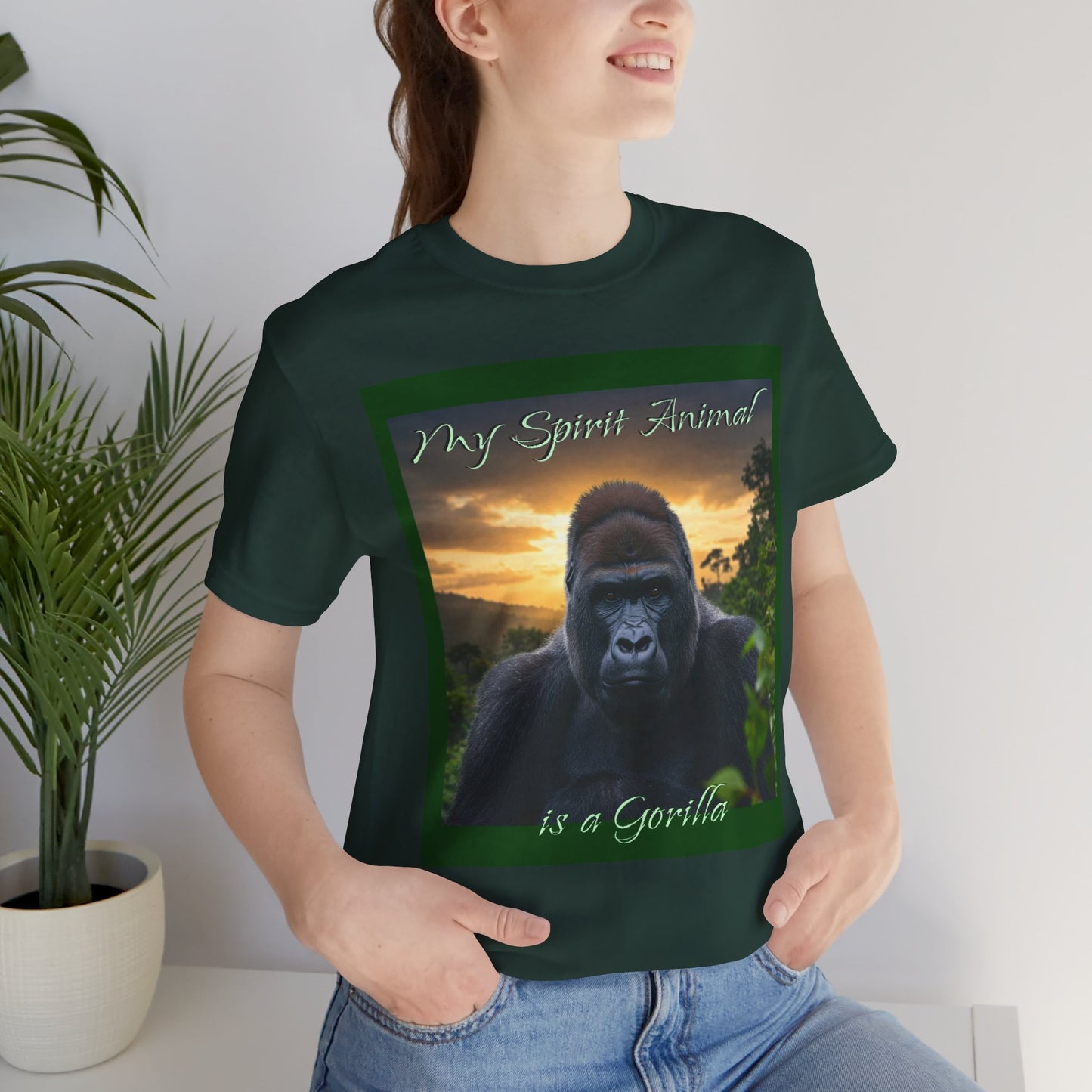 'My Spirit Animal is a Gorilla' T-Shirt - Beautiful Unisex Jersey Tee for Animal Lovers, Conservationists - Schmartypants