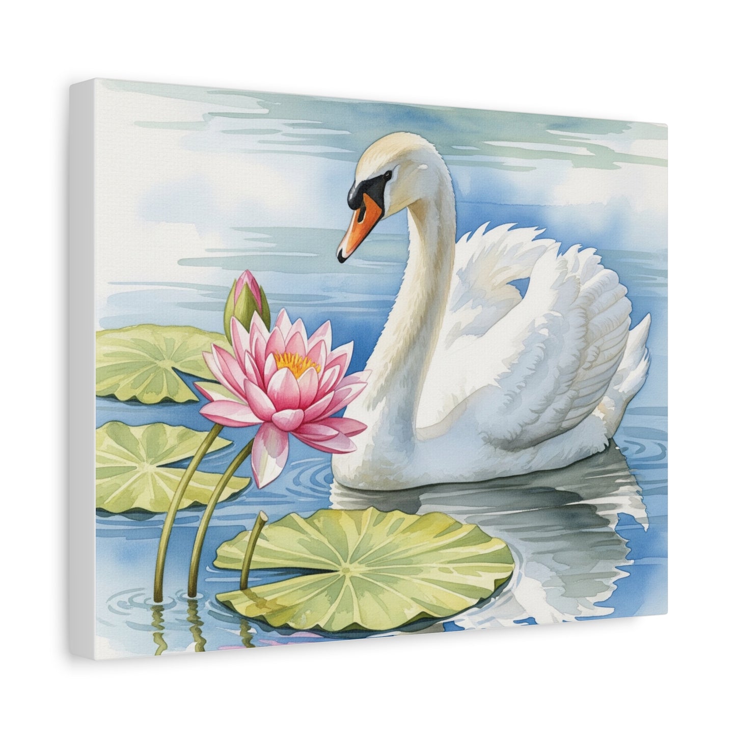 Swan and Lotus Canvas Art, Home Décor, Nature Wall Art, Gift for Nature Lovers, Floral Artwork