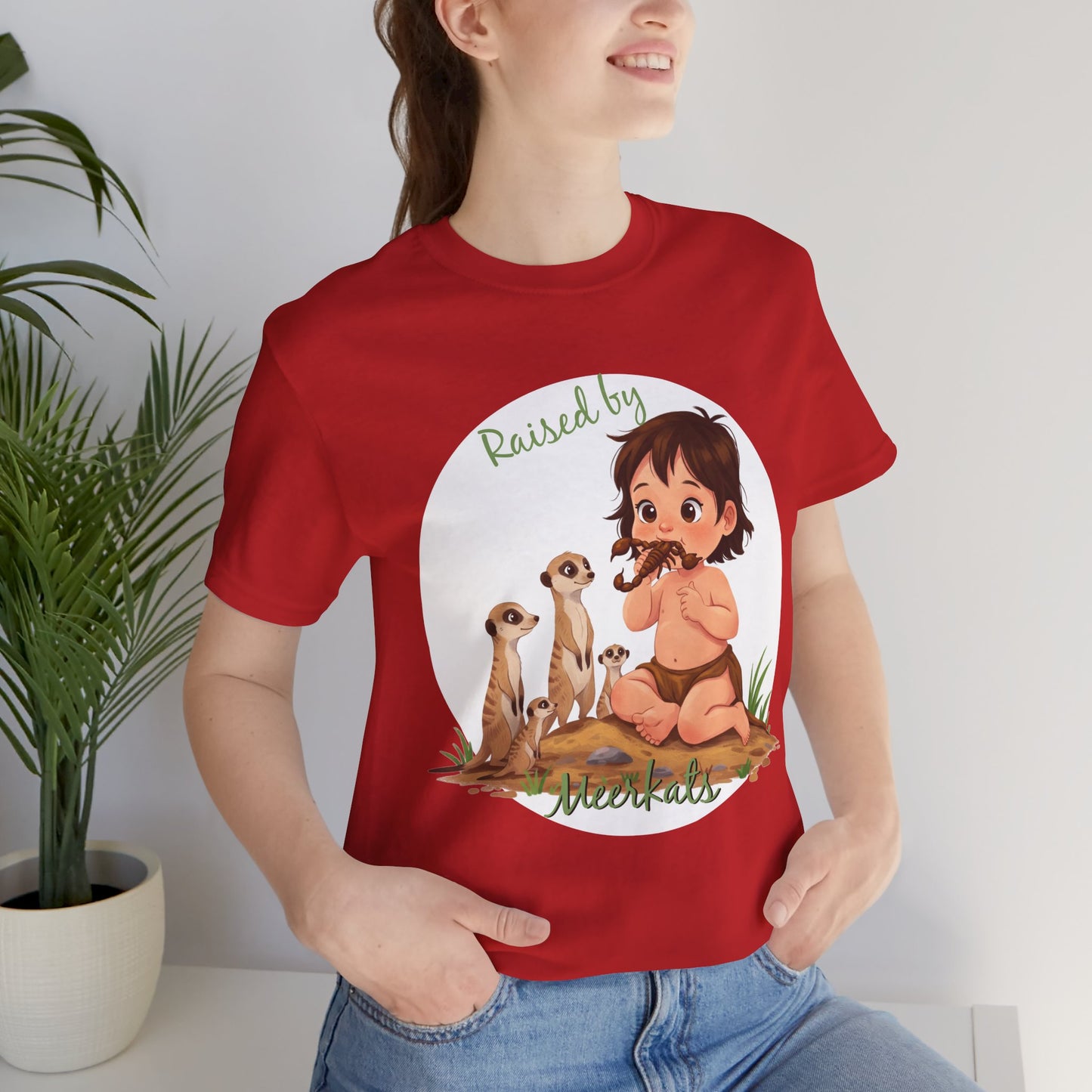 Funny Meerkat Tee - "Raised by Meerkats" Unisex Jersey Short Sleeve Shirt - for Meerkat and Wildlife Lovers - Schmartypants