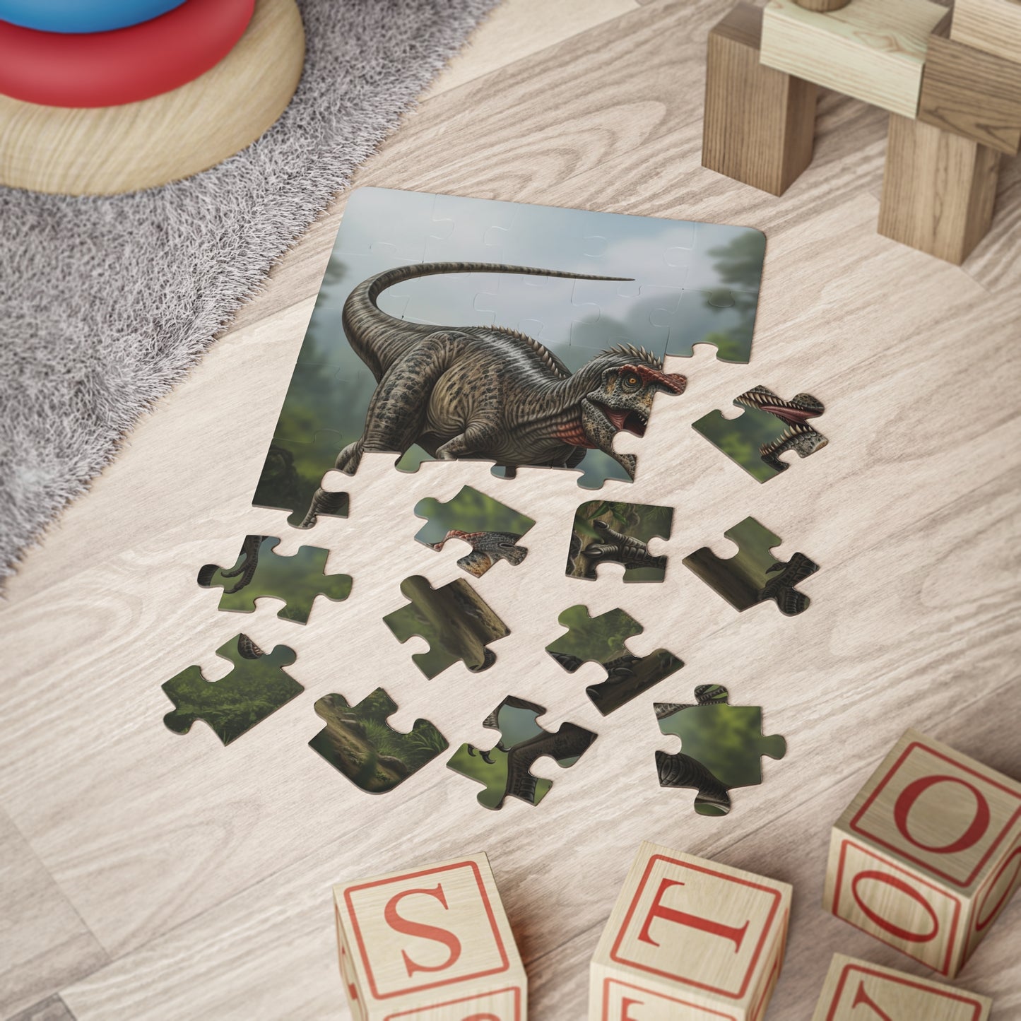 Allosaurus Jurassic Dinosaur 30-Piece Kids' Puzzle, Fun Educational Gift for Children, Perfect for Birthdays, Family Game Night