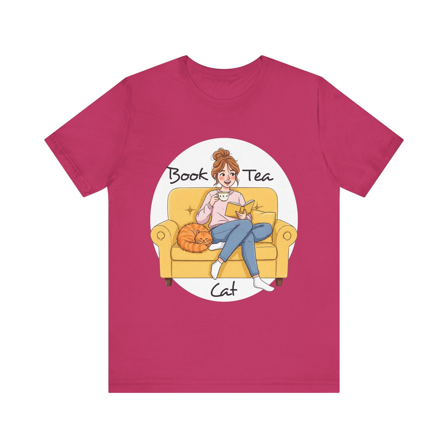 Cozy Book Lover Tee - Book, Tea, Cat Design _ Cat Lovers Gift - Book Lovers Gift - Tea Lovers Gift - Schmartypants