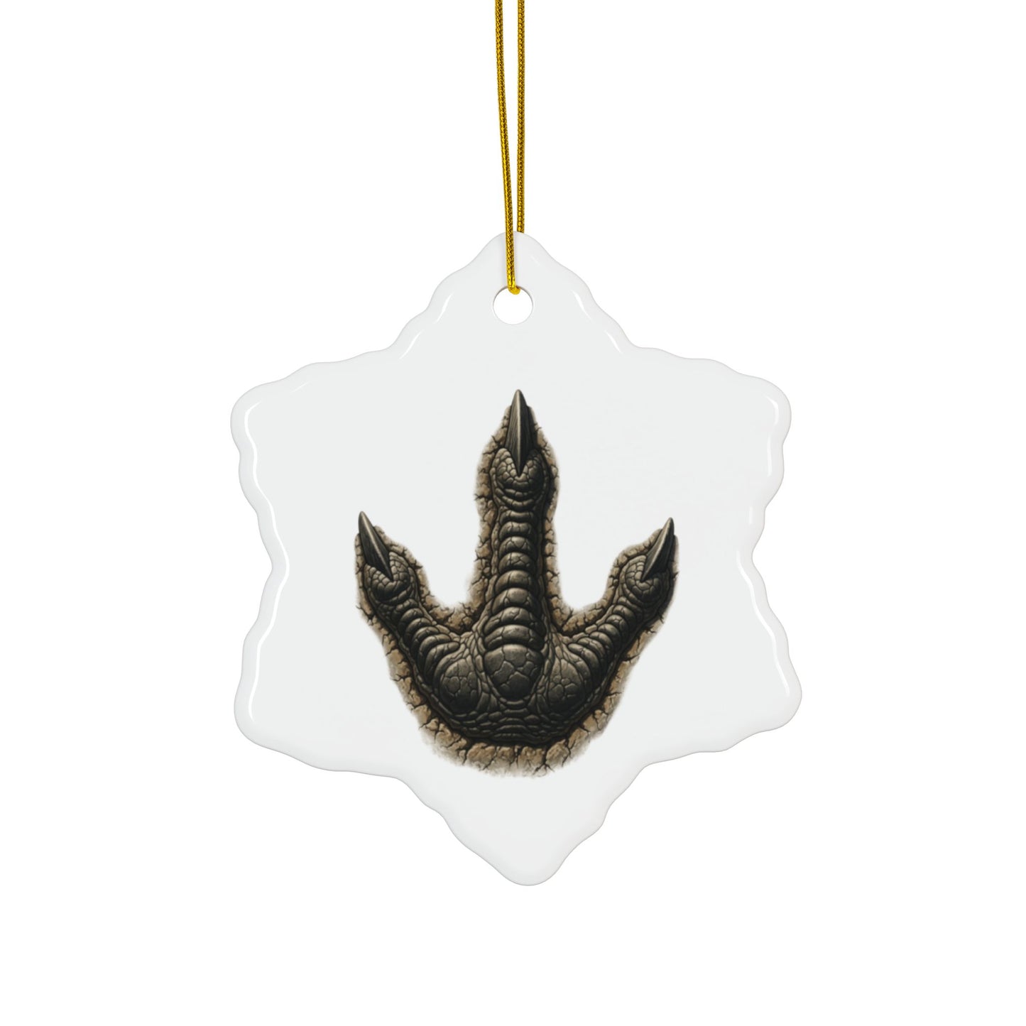 Unique Ceramic Ornaments - 2-Sided Print, Dinosaur Fossil Footprint Design, Perfect for Holiday Decor, Gifts, Home Decor, Tree Ornaments