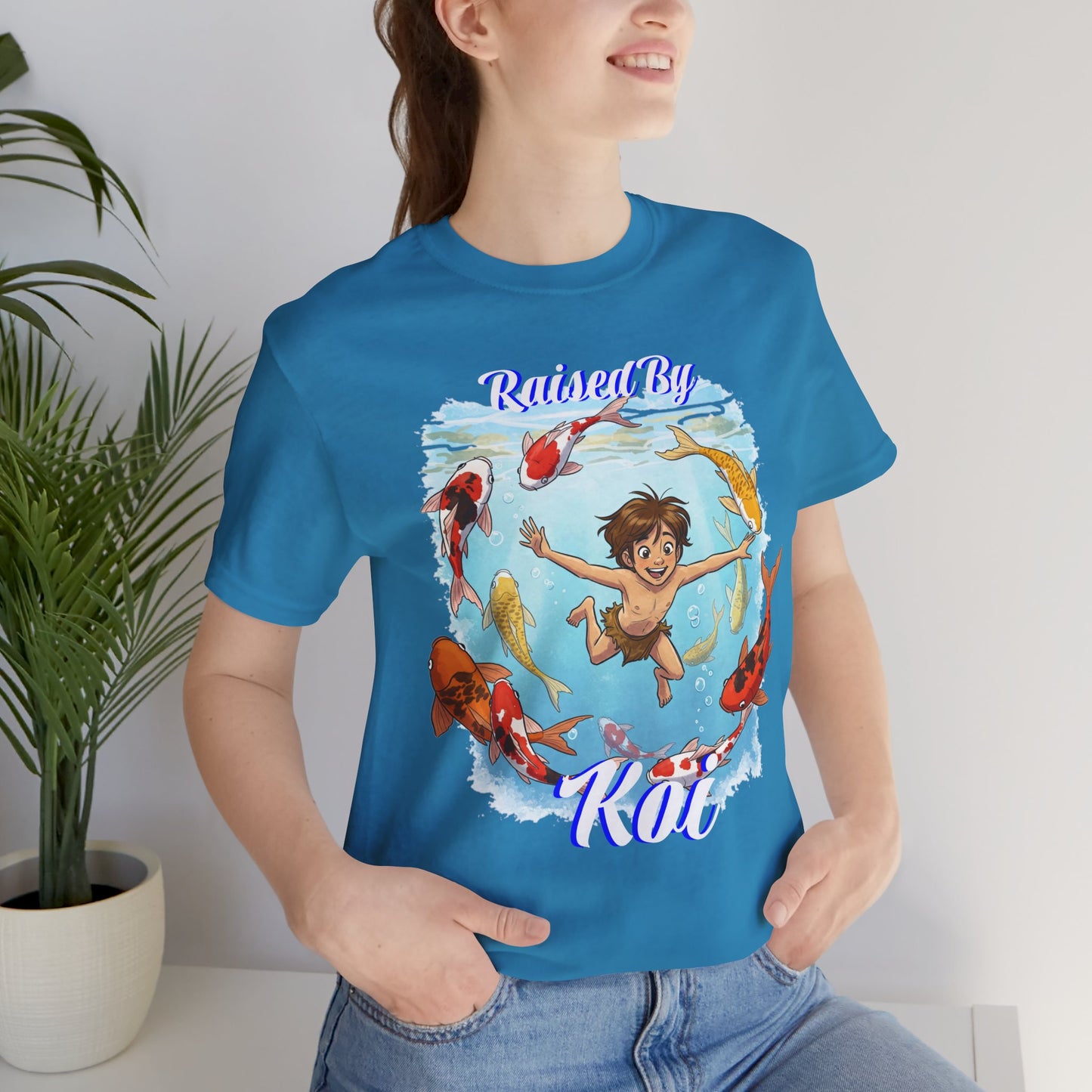 'Raised By Koi; Unisex Jersey Tee - Funny Graphic Tee for Aquatic Lovers, Cute Gift for Birthdays, Casual Wear, Summer Fashion, Relaxed Style - Schmartypants