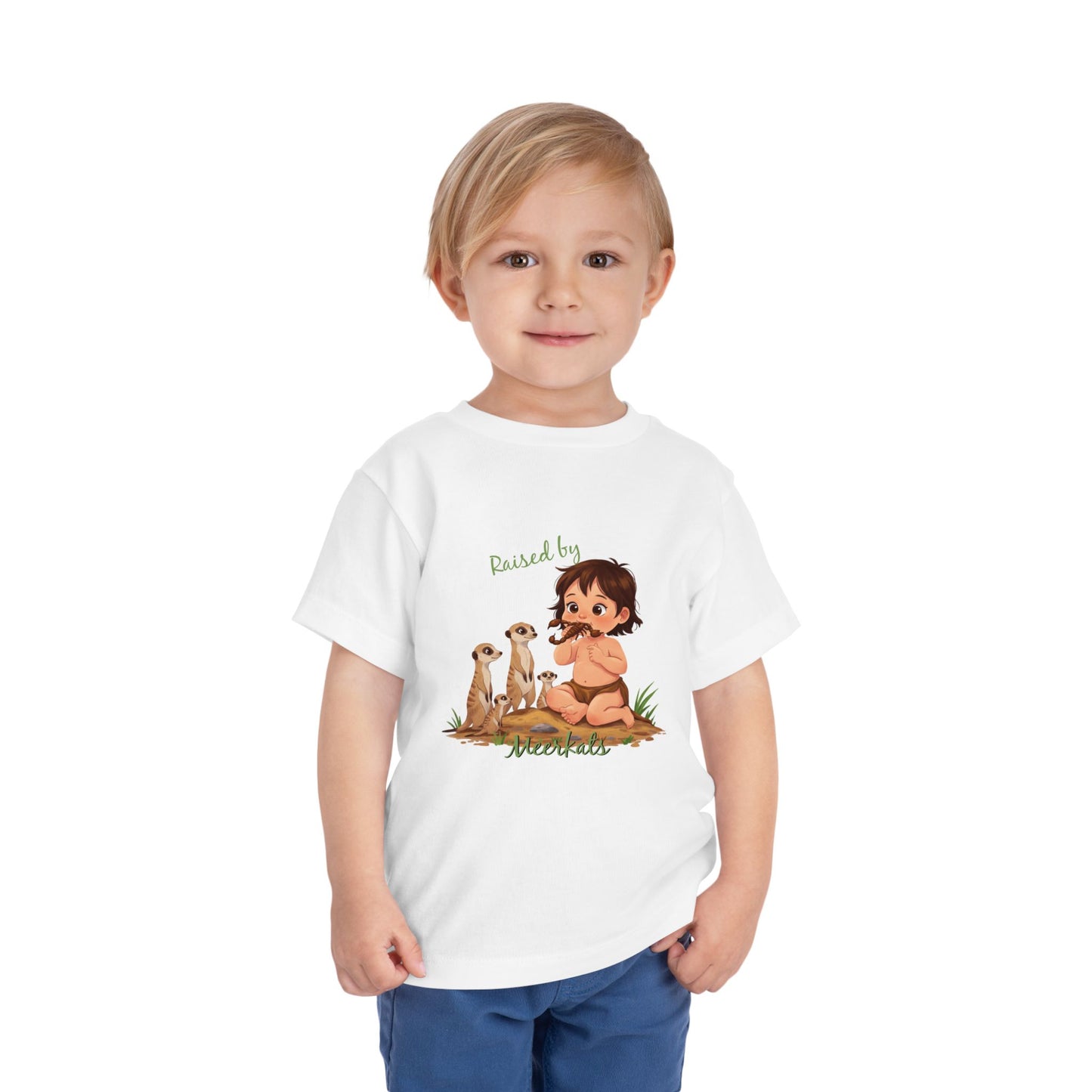 Cute, Funny Toddler Tee - "Raised by Meerkats" Design - Schmartypants