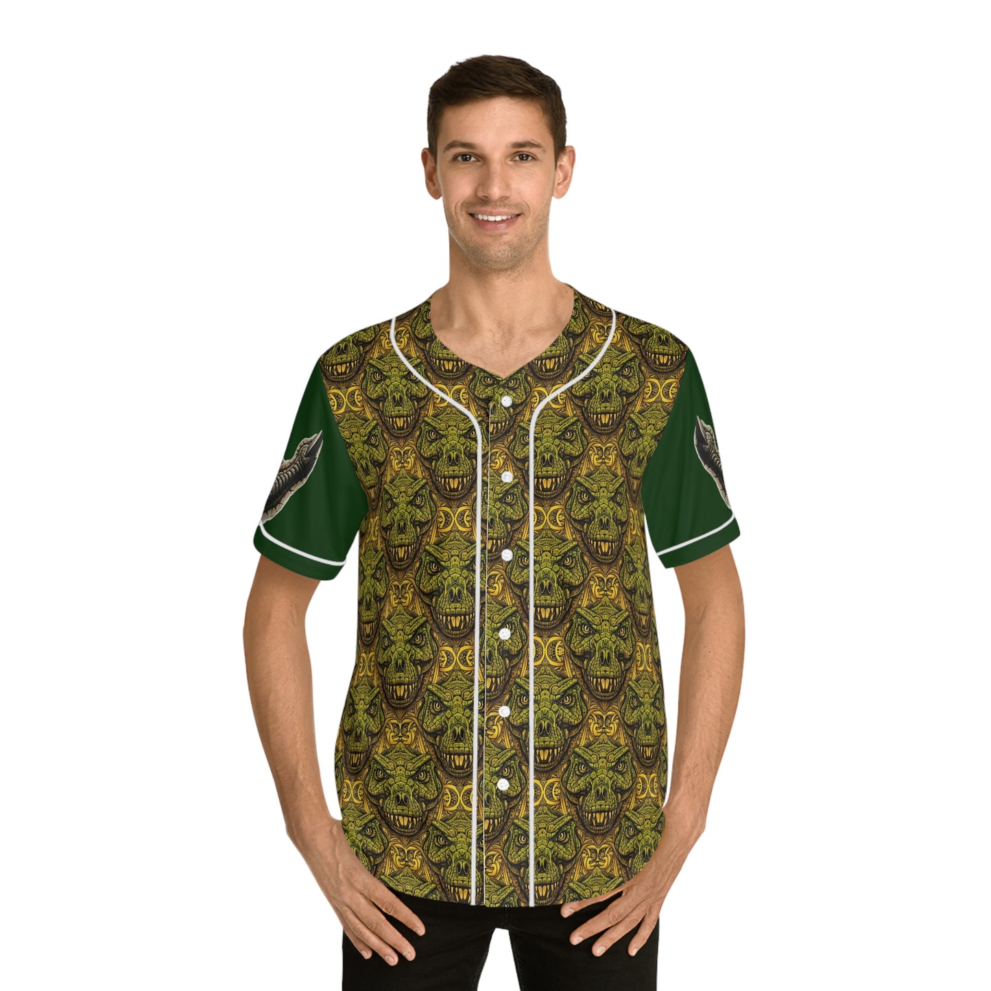 Dinosaur Baseball Jersey - Fun Mens Sportswear, Graphic Tee for Game Days, Gift for Dinosaur Lovers, Unique Summer Style
