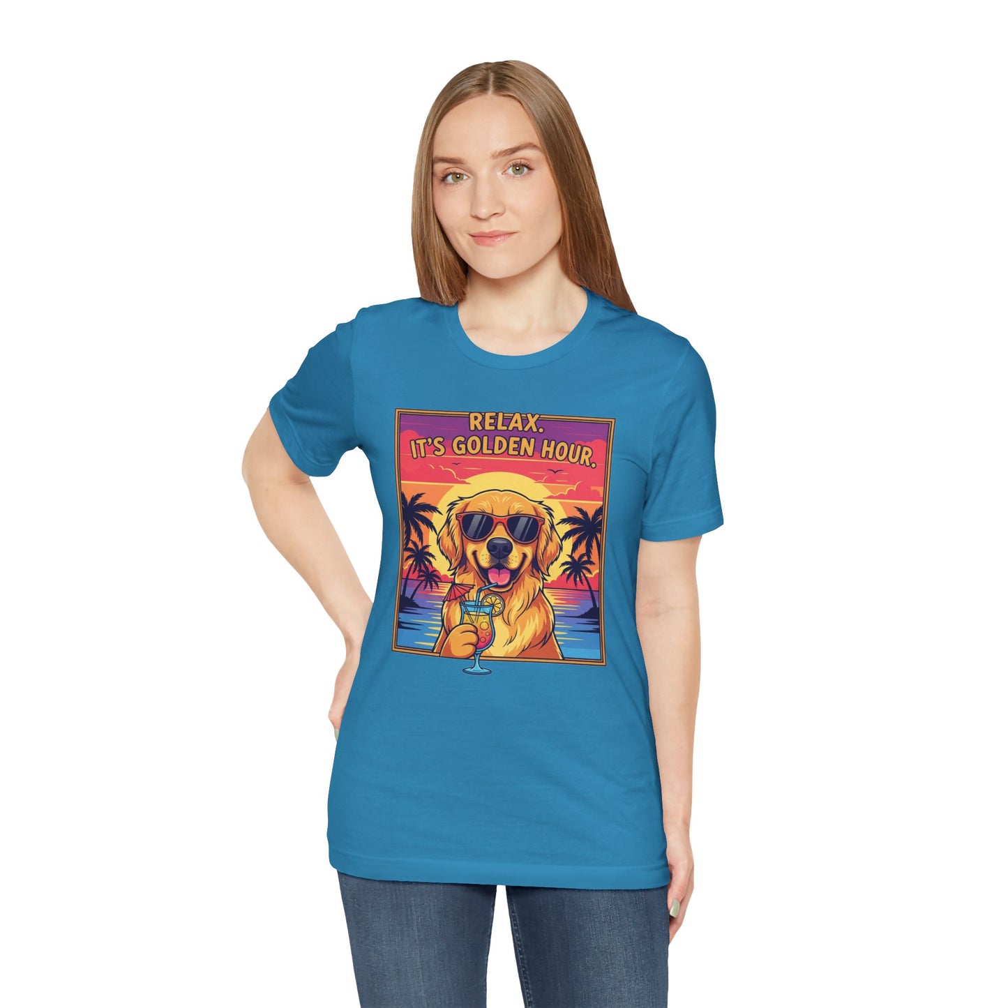 Golden Hour Golden Retriever Tee - Relax It's Golden Hour Shirt, Dog Lover Gift, Summer Vibes Tee, Vacation Outfit, Funny Pet Shirt