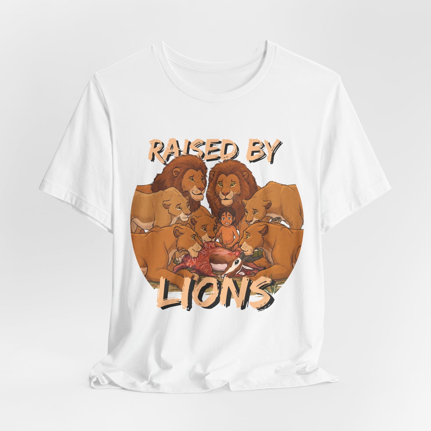 Raised by Lions Unisex Jersey Tee – Empowering, Humorous Graphic T-Shirt for Animal Lovers, Lion Lovers - Schmartypants