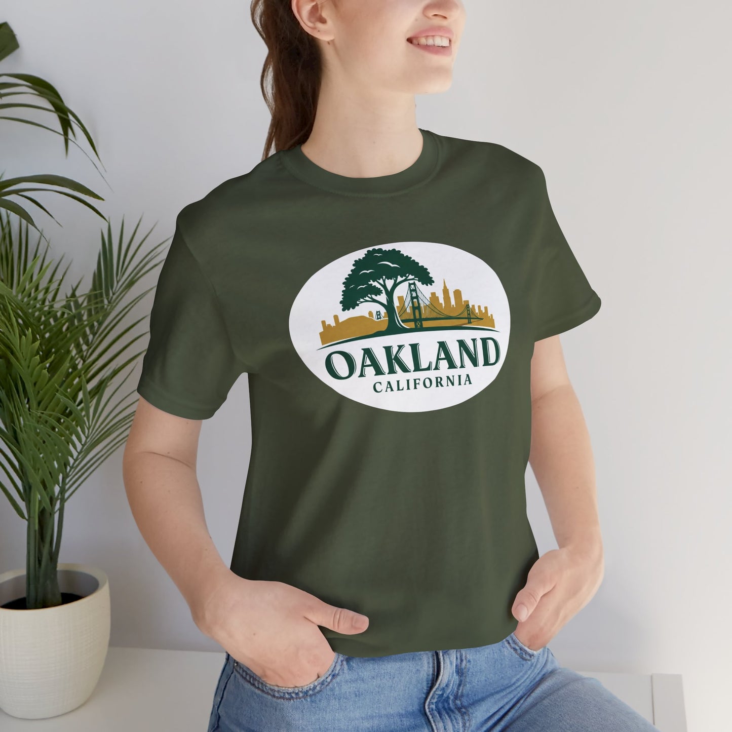 Oakland Cityscape Unisex Jersey Tee, Casual Wear, Gifts for Him/Her, Summer Fashion, Oakland California T-Shirt, Oakland Souvenir