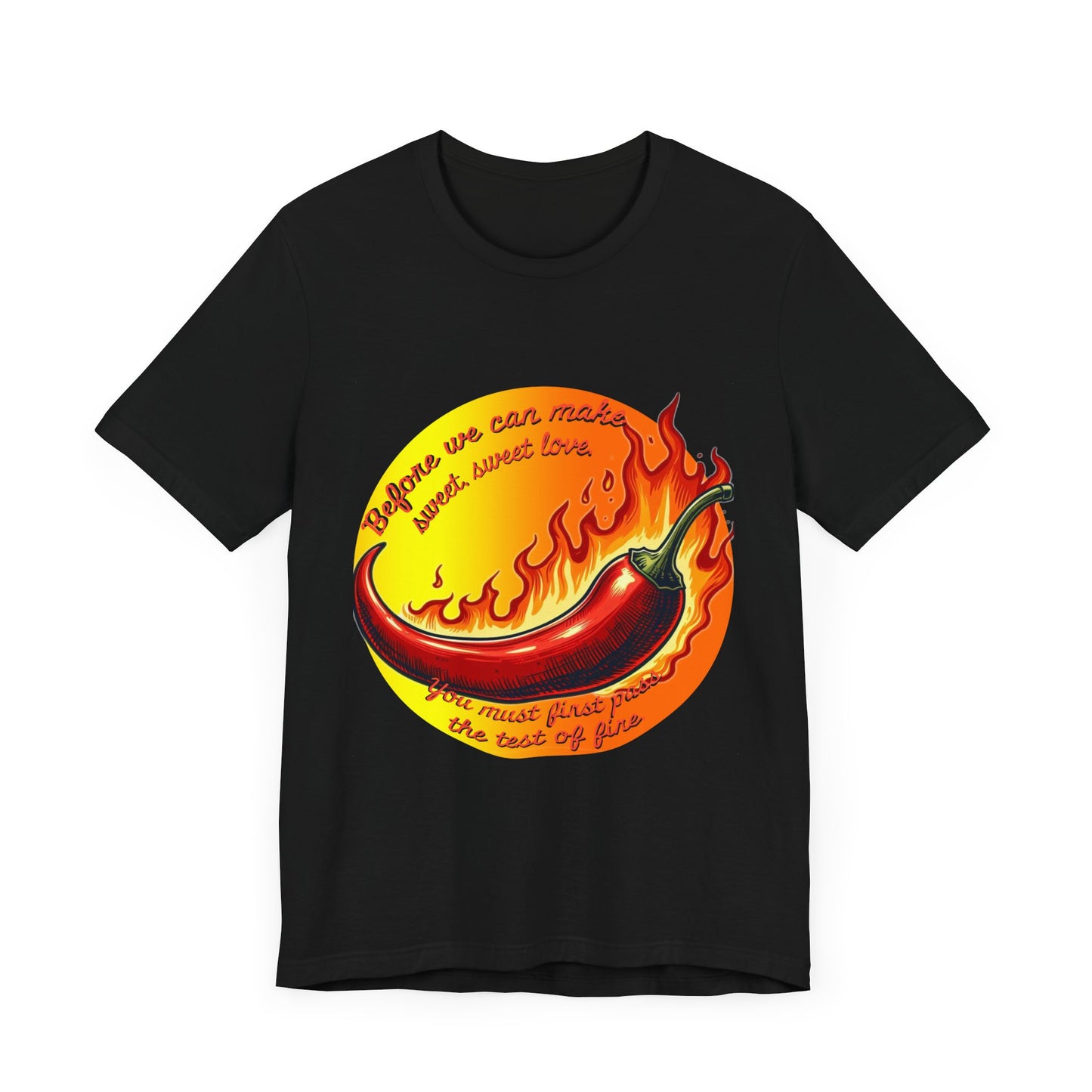 Spicy Love Graphic Tee - Funny Unisex Jersey T-Shirt for Couples - Chili Pepper Humor - Schmartypants