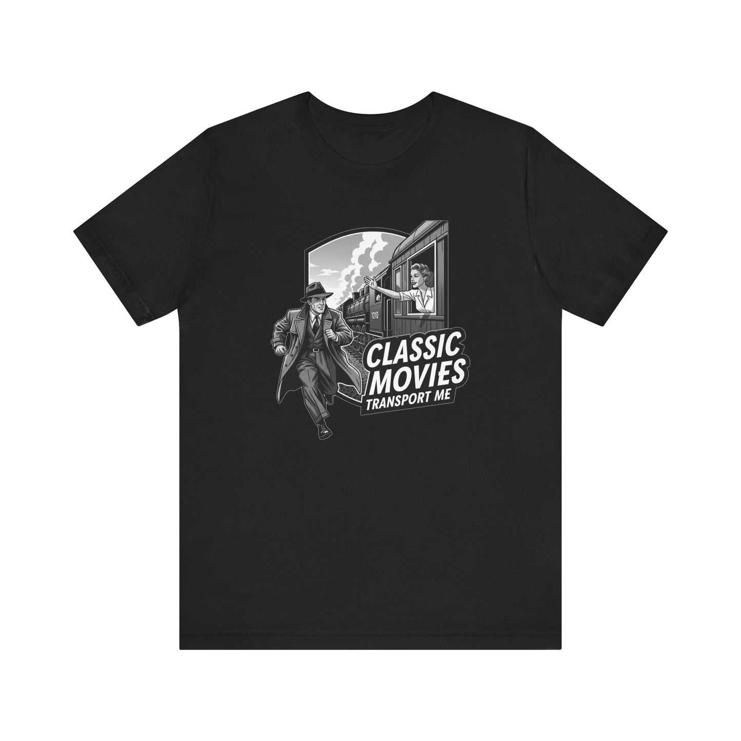 Classic Movies Transport Me Unisex Tee, Vintage Movie Lover Shirt, Locomotive T-Shirt, Film Buff Gift, Nostalgic Film Apparel