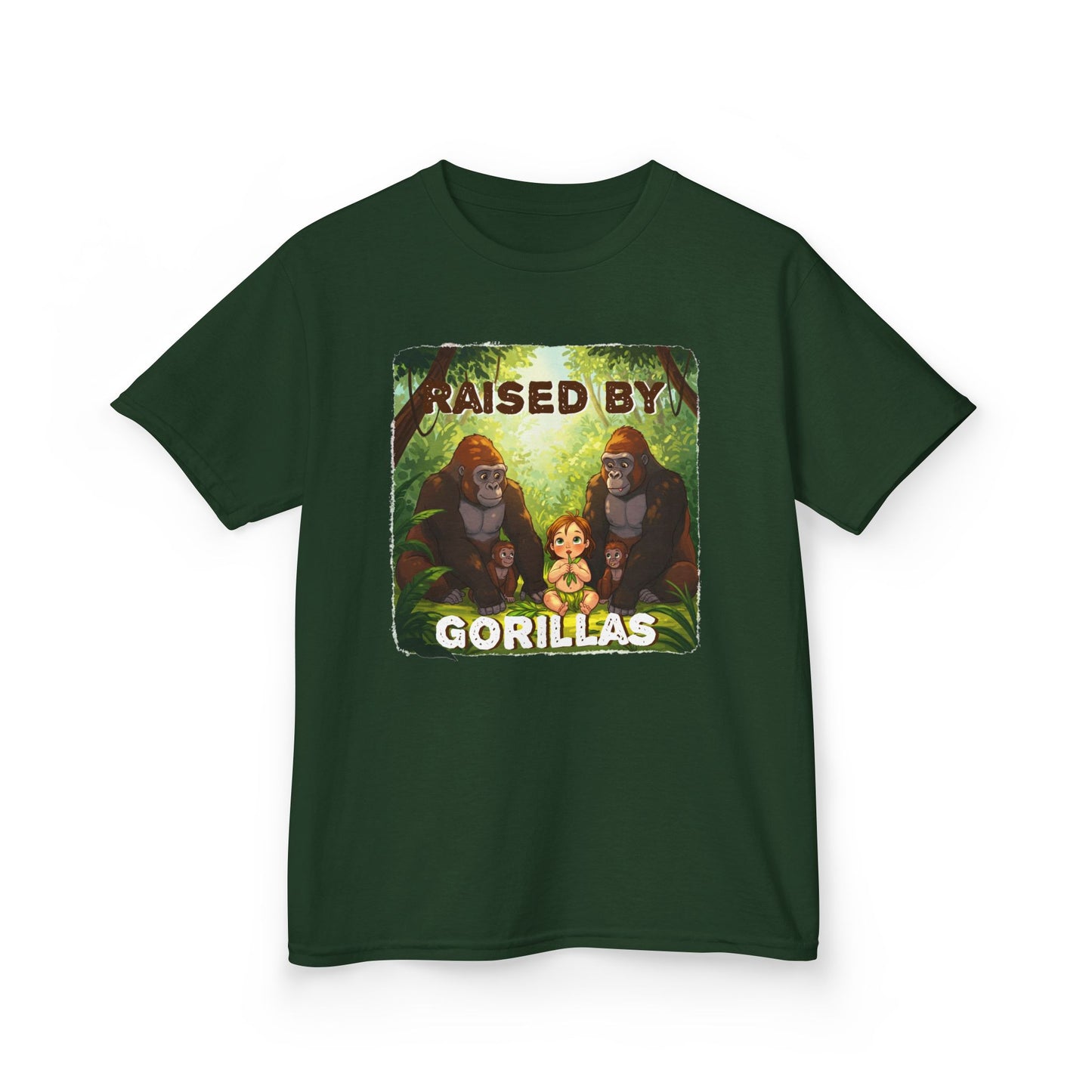 Funny Adorable 'Raised by Gorillas' Kids Tee - Fun Jungle Adventure T-Shirt - Schmartypants