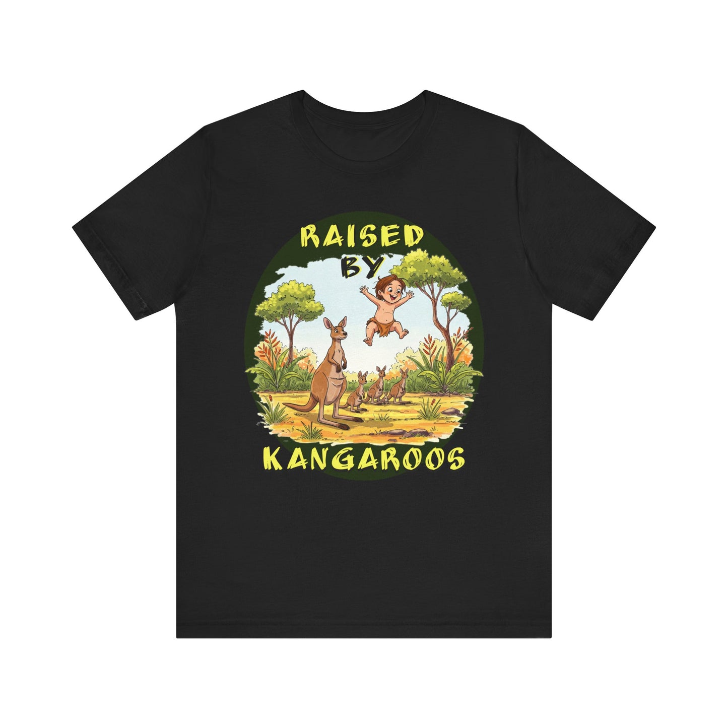 'Raised by Kangaroos' Unisex Short Sleeve Tee - Fun and Playful T-Shirt for Animal Lovers, Aussies - Schmartypants