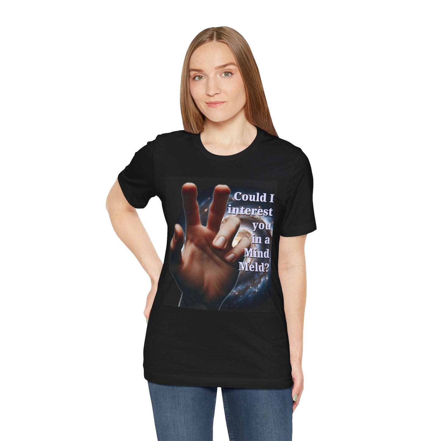 'Could I Interest You in a Mind Meld?' Graphic Tee - Hilarious Unisex Short Sleeve Shirt for Sci-Fi Lovers, Star Trek Fans, & Casual Wear - Schmartypants