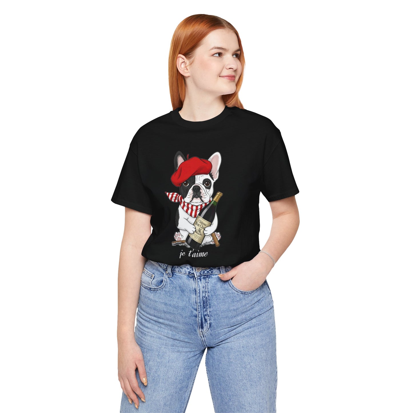 Cute French Bulldog Lovers Tee, Casual Wear, Je t'aime Shirt, Unisex T-Shirt for Birthdays, Anniversaries, Pet Lovers