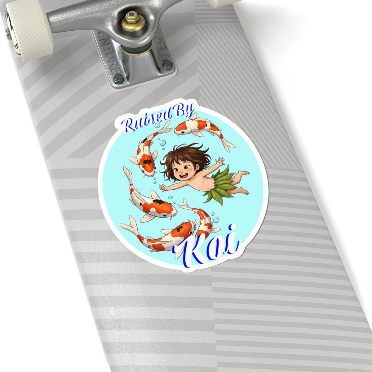 'Raised By Koi' Kiss-Cut Stickers – Funny Aquatic Decor for Nature Lovers, Koi Lovers - Schmartypants