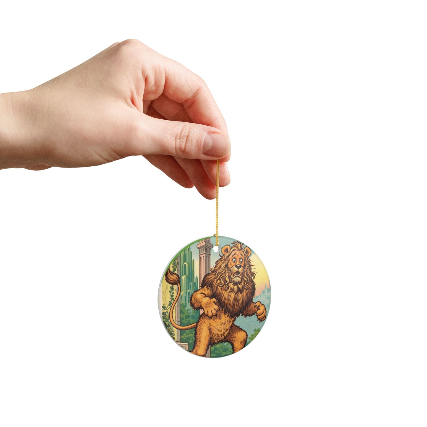 Cowardly Lion Ceramic Ornament - Wizard of Oz Decor, Unique Gift, Holiday Decoration, Office Charm, Animal Lover's Keepsake