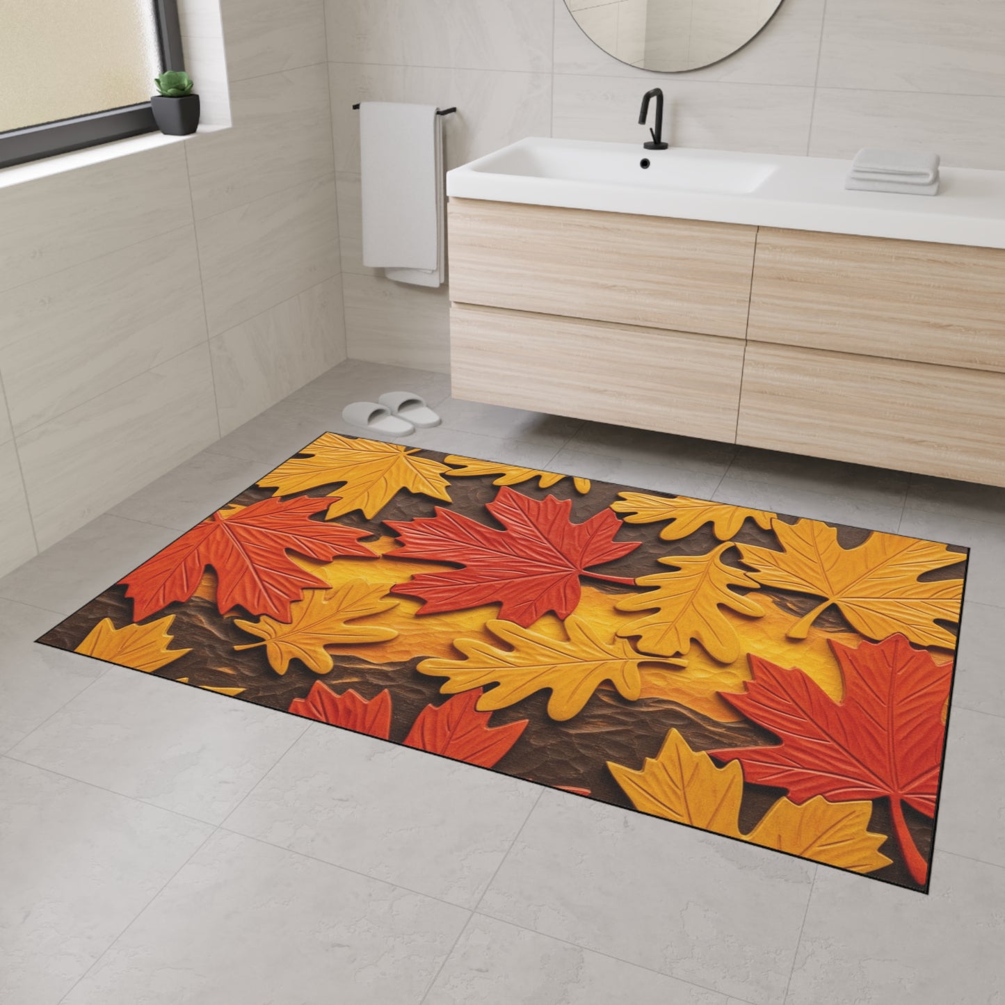 Autumn Leaves Heavy Duty Floor Mat, Seasonal Home Decor, Entryway Rug, Fall Decoration, Perfect for Thanksgiving or Halloween