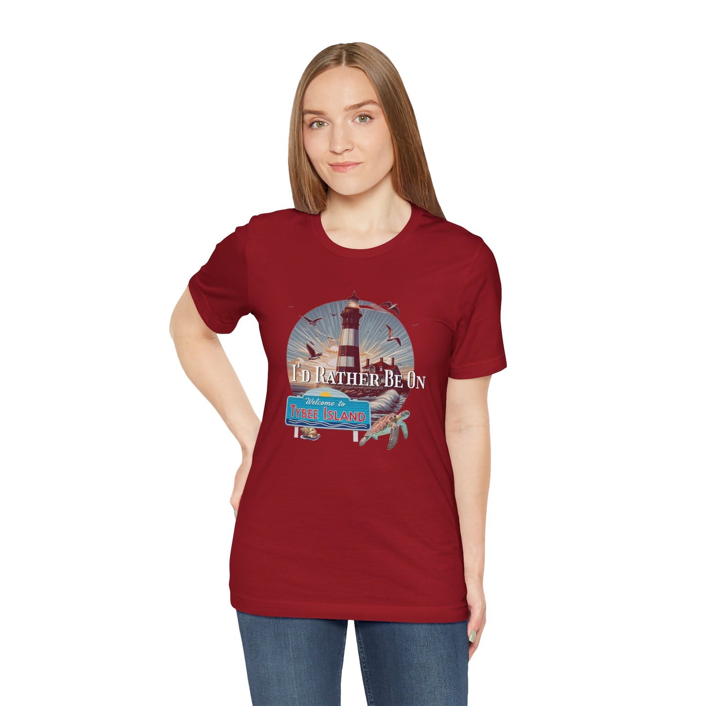 Tybee Island Georgia Unisex Jersey Tee, Laid-Back Beach Lighthouse Shirt, Island Lifestyle Apparel, Coastal Vacation Souvenir Top, Beach
