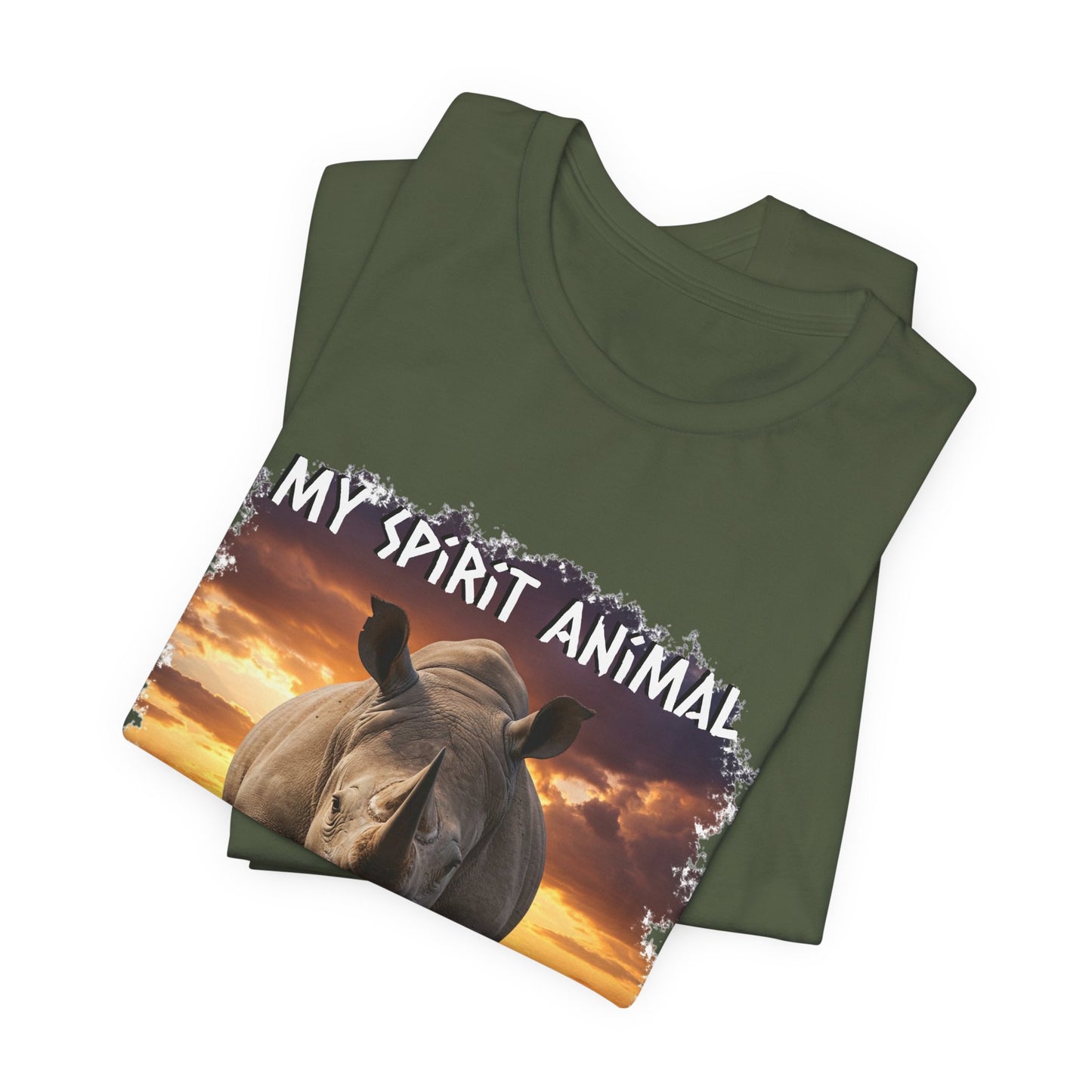 Rhino Spirit Animal Tee, Charging Rhinoceros Shirt for Nature Lovers, Zoo Outings, Safaris, Unisex Jersey Short Sleeve Tee