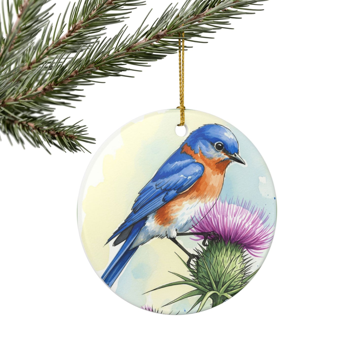 Ceramic Bird Ornament, Nature Decor, Gifts for Bird Lovers, Bluebird Christmas Ornament, Home & Garden Decoration, Seasonal Decor