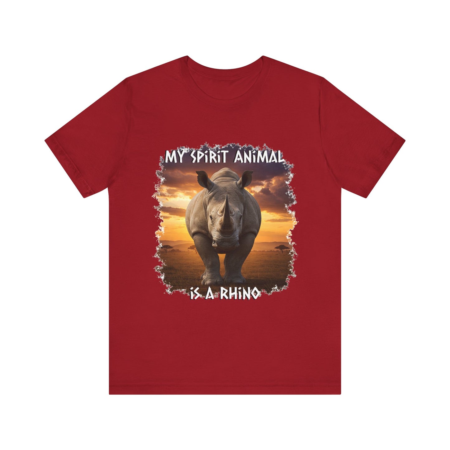 Rhino Spirit Animal Tee, Charging Rhinoceros Shirt for Nature Lovers, Zoo Outings, Safaris, Unisex Jersey Short Sleeve Tee