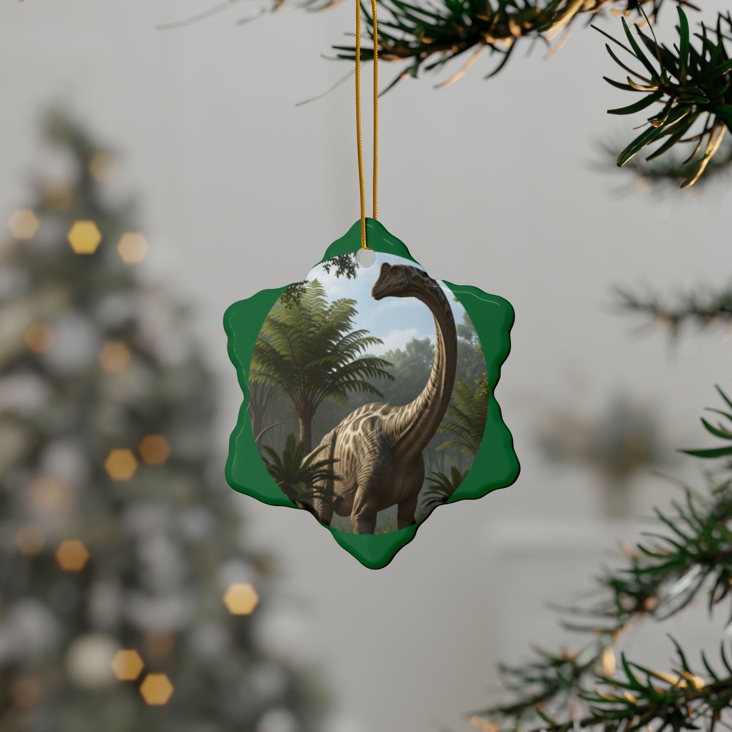 Apatosaurus Dinosaur Christmas Ornaments, Unique Holiday Decor, Gift for Kids, 2-Sided Print, Jungle Themed Decorations, Perfect for Tree