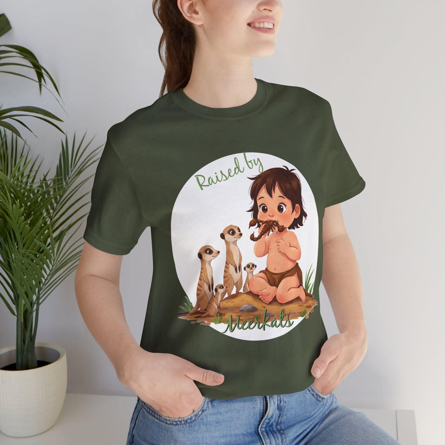 Funny Meerkat Tee - "Raised by Meerkats" Unisex Jersey Short Sleeve Shirt - for Meerkat and Wildlife Lovers - Schmartypants