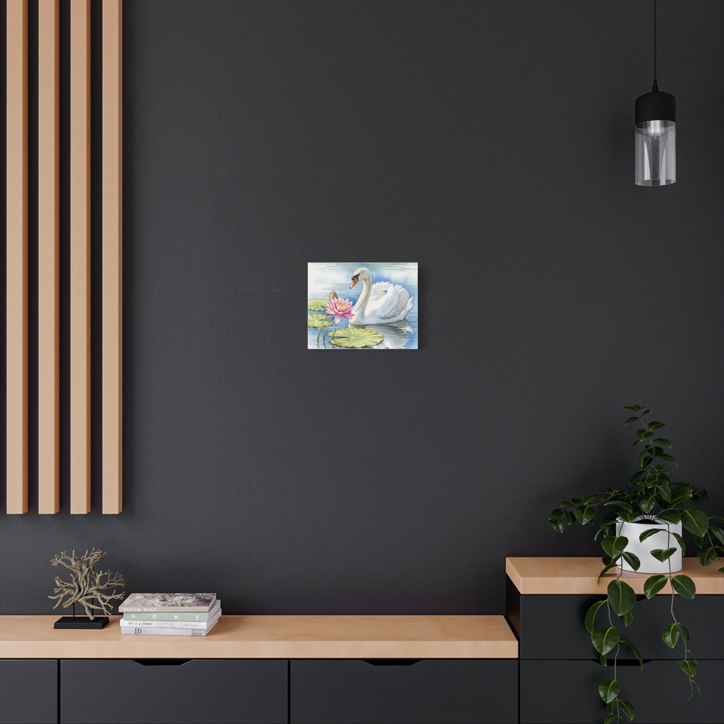 Swan and Lotus Canvas Art, Home Décor, Nature Wall Art, Gift for Nature Lovers, Floral Artwork