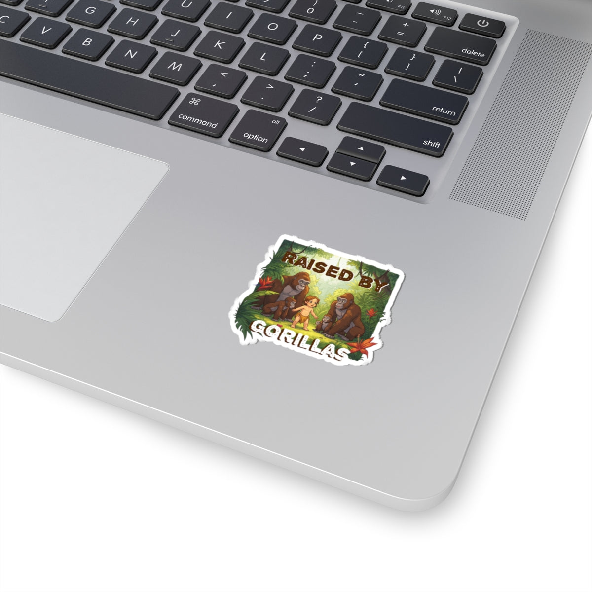 Funny 'Raised by Gorillas' Kiss-Cut Stickers | Fun Jungle Decor for Kids & Animal Lovers - Schmartypants
