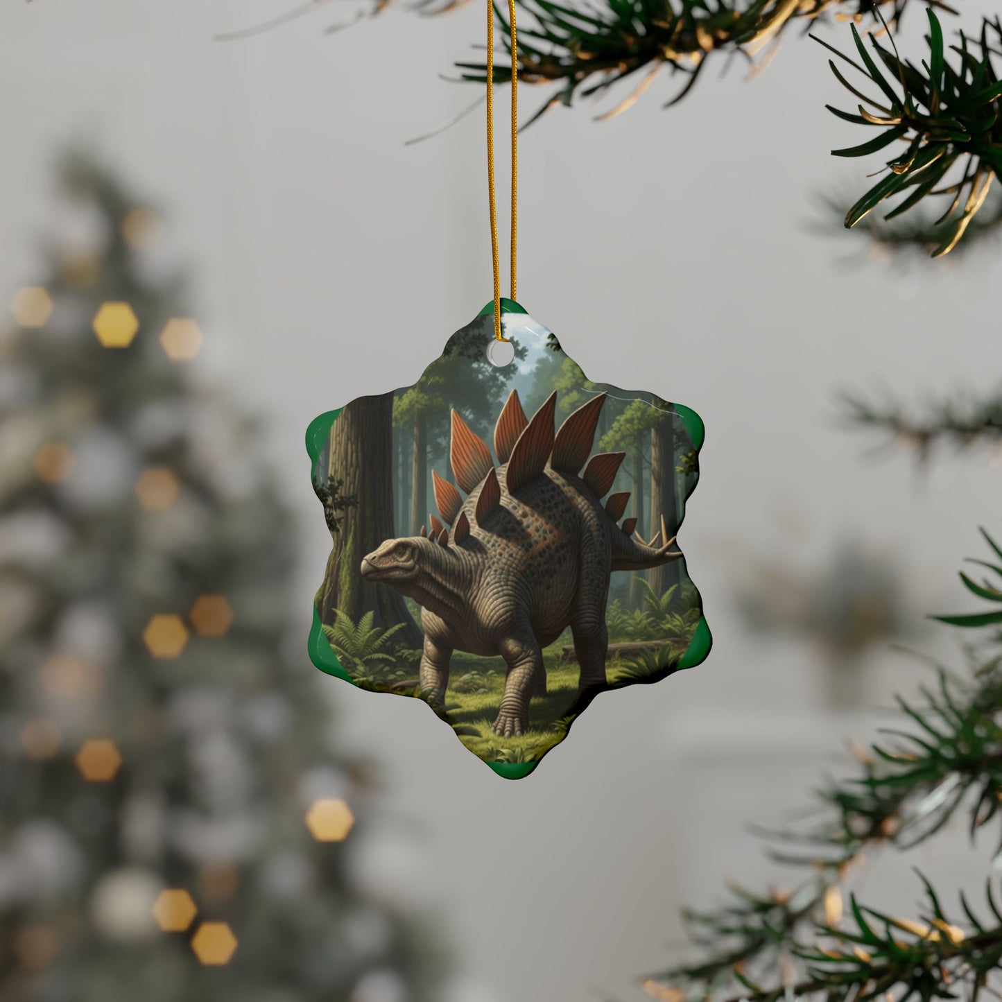 Stegasaurus Jurassic Era Dinosaur Ceramic Christmas Tree Ornaments, Keepsakes, Collectibles, Party Favors