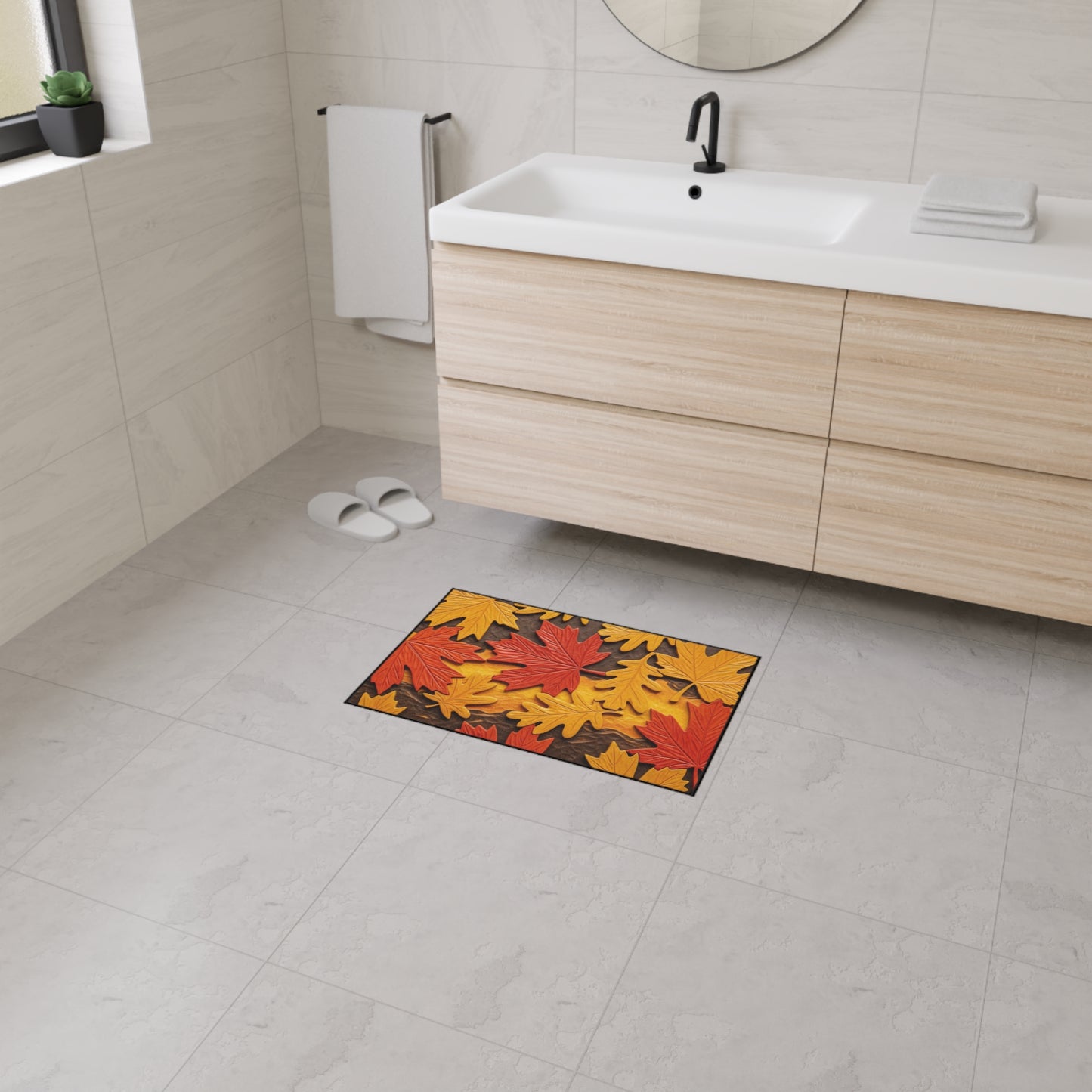Autumn Leaves Heavy Duty Floor Mat, Seasonal Home Decor, Entryway Rug, Fall Decoration, Perfect for Thanksgiving or Halloween
