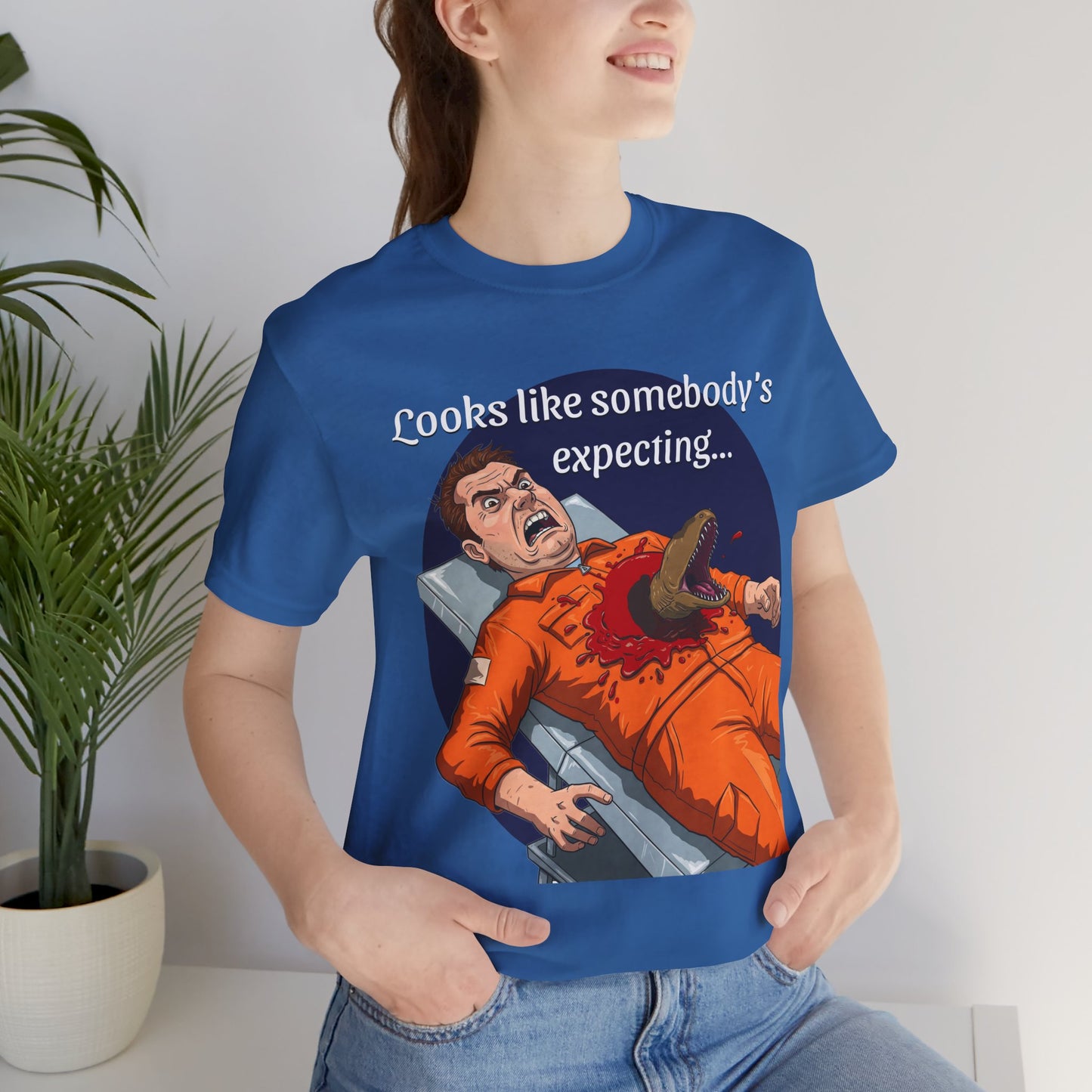 Maternity Tee for Sci-Fi Lovers, Funny Space Station Crew Member Giving Birth, Alien Movie Fan Shirt