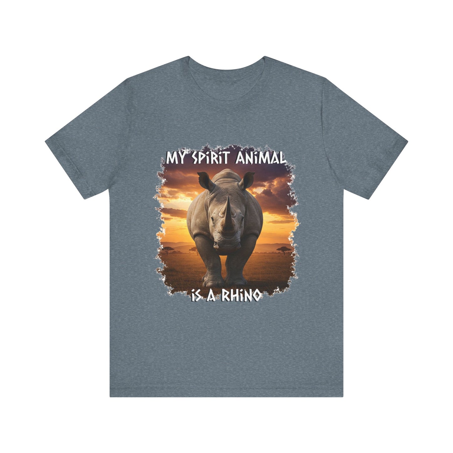 Rhino Spirit Animal Tee, Charging Rhinoceros Shirt for Nature Lovers, Zoo Outings, Safaris, Unisex Jersey Short Sleeve Tee