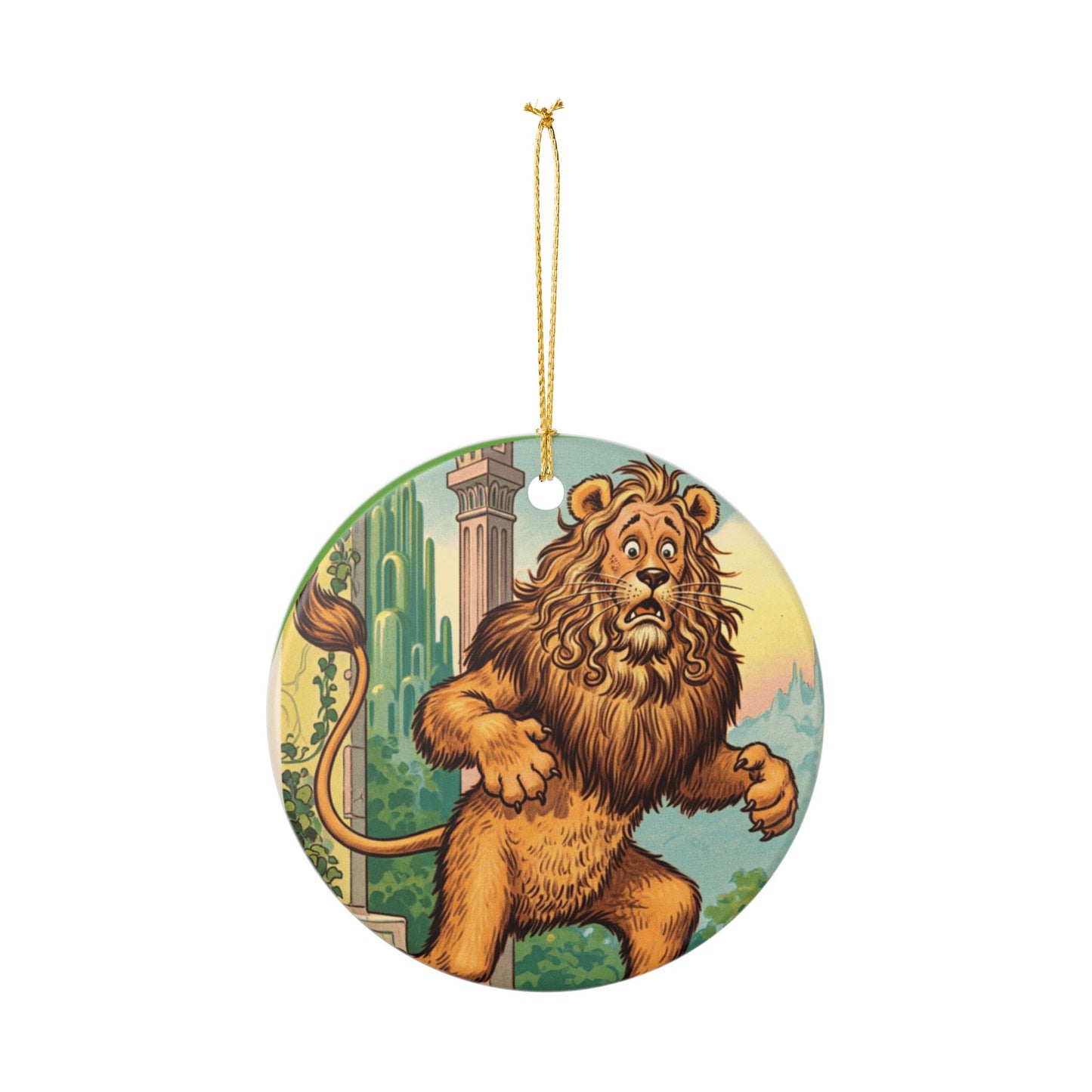 Cowardly Lion Ceramic Ornament - Wizard of Oz Decor, Unique Gift, Holiday Decoration, Office Charm, Animal Lover's Keepsake