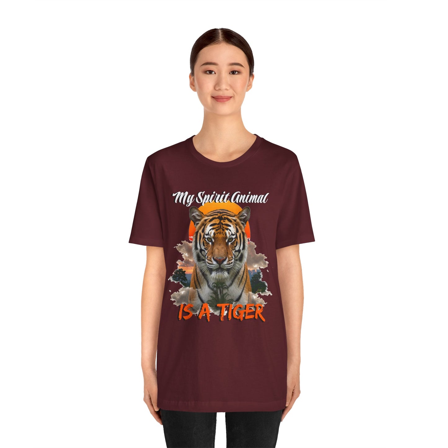 My Spirit Animal is a Tiger Tee - Unisex Jersey Short Sleeve T-Shirt, Inspirational Fierce Nature Apparel for Tiger Lovers, Casual Wear, Zoo