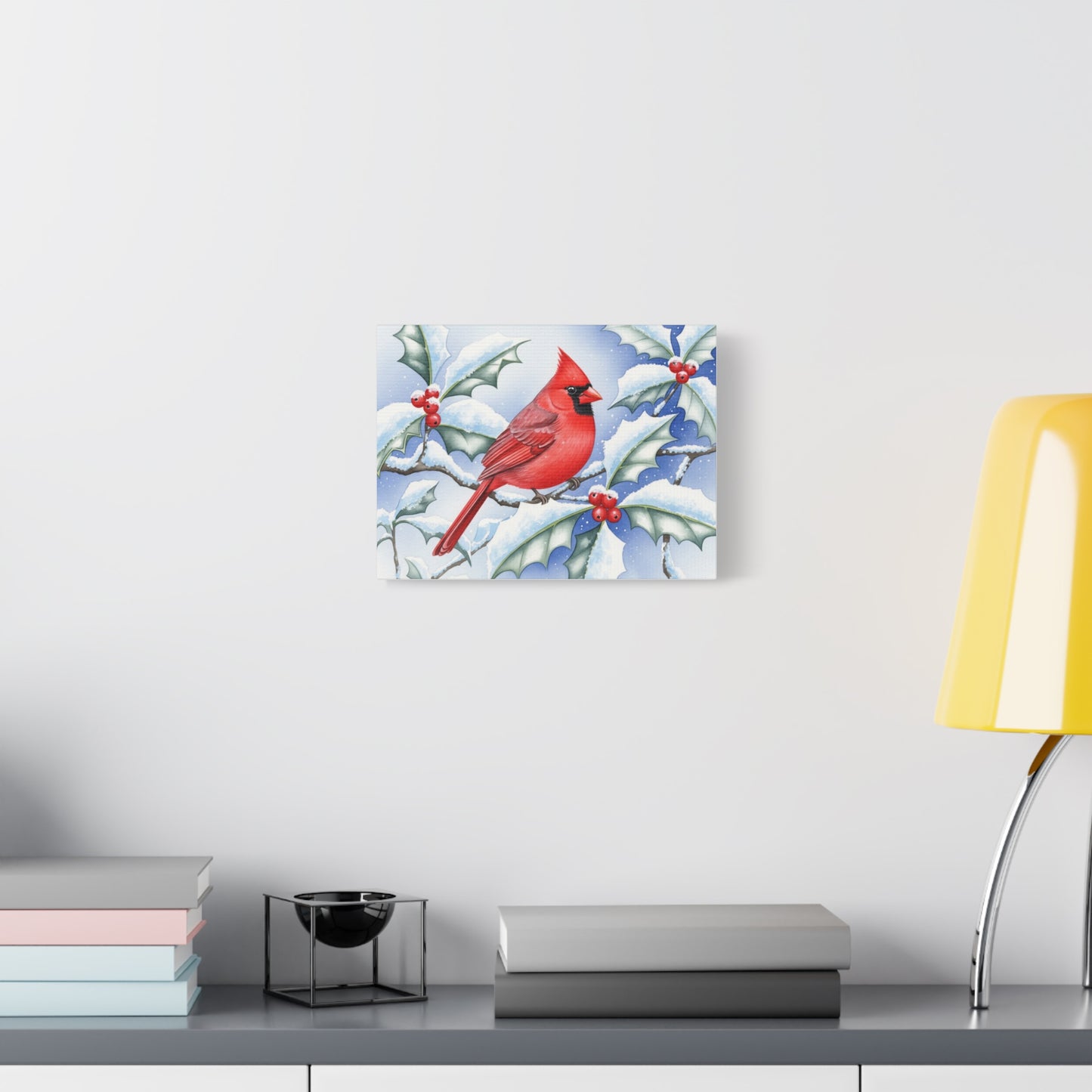 Winter Cardinal Canvas Art Print, Holiday Home Decor, Red Bird Wall Art, Christmas Decoration, Nature Artwork