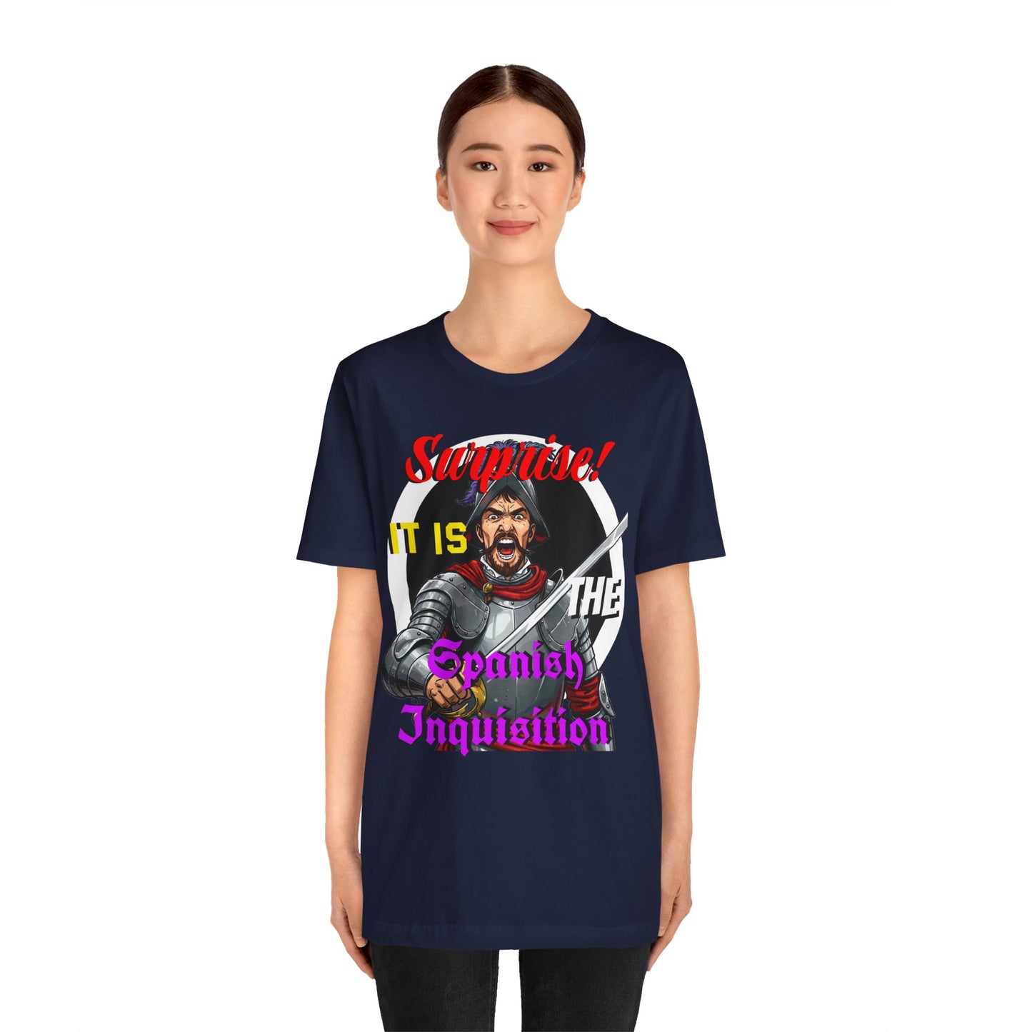 Hilarious Spanish Inquisition T-Shirt, British Humor Tee, Unisex Short Sleeve, Ideal for Parties, Gifts, Comedy Lovers