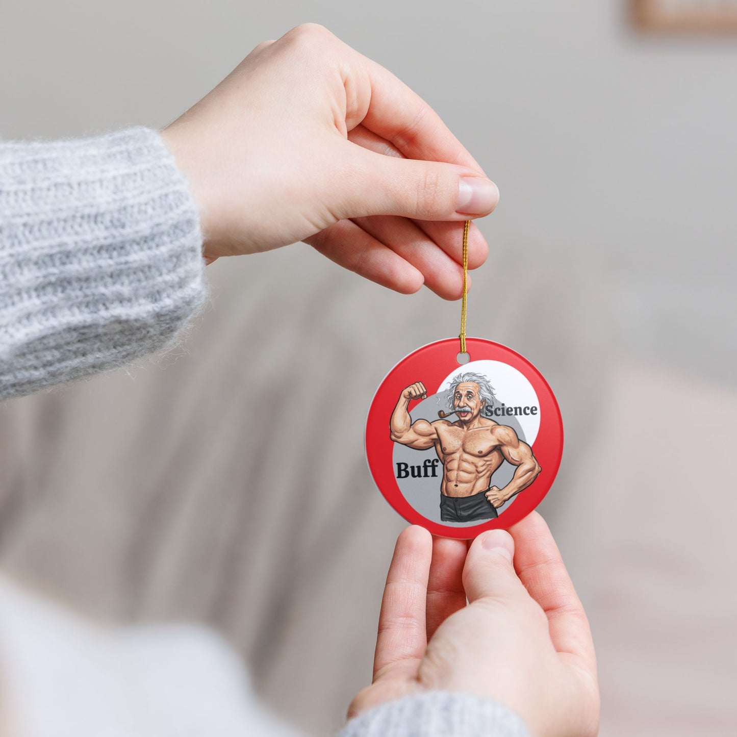 Humorous Science Buff Ornament | Unique Home Decor, Gift for Scientists, Educational Holiday Decor, Fun Science Lover Gift, Einstein