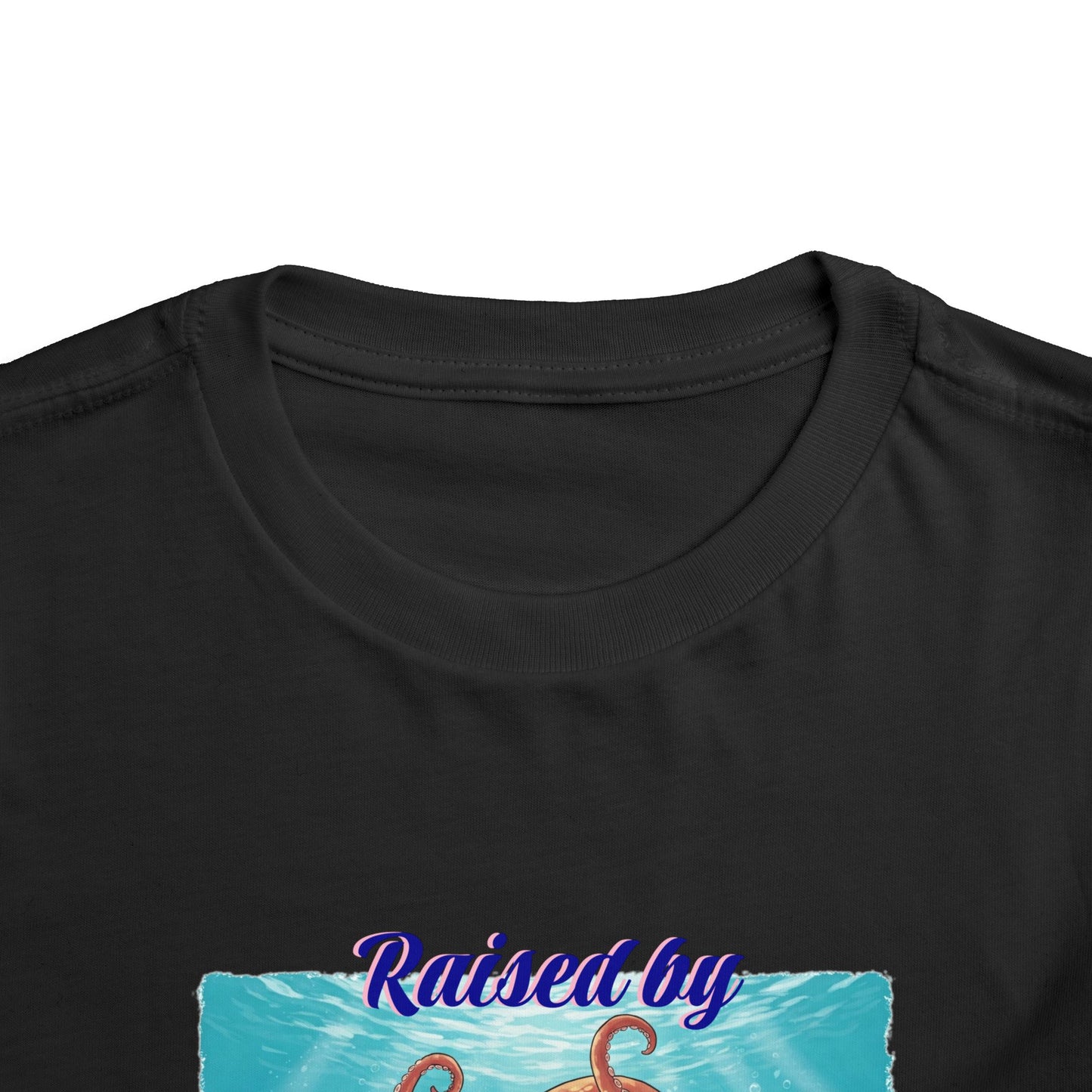 Toddler Short Sleeve Tee: Funny 'Raised by Octopuses', Kid's Fun Tee, Aquatic Graphics Shirt, Marine Life Gift, Nautical Outfit