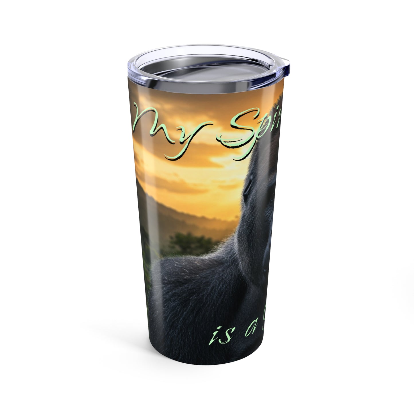 20oz 'My Spirit Animal is a Gorilla' Tumbler - Beautiful Travel Mug for Animal Lovers, Conservationists - Schmartypants