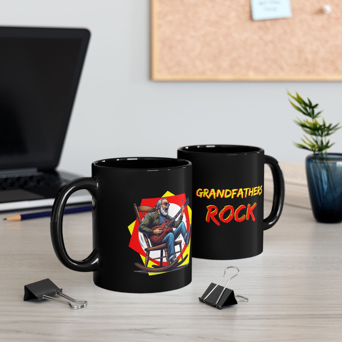 "Grandfathers Rock" Coffee Mug - Funny Black Mug for Granddad, Gift for Father's Day, Birthdays - Schmartypants