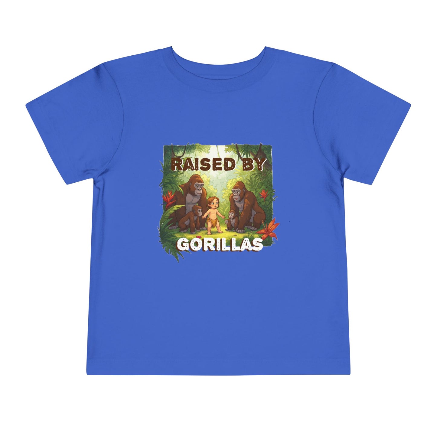 Funny and Adorable Toddler Tee - 'Raised by Gorillas' Design for kids who love gorillas - Schmartypants