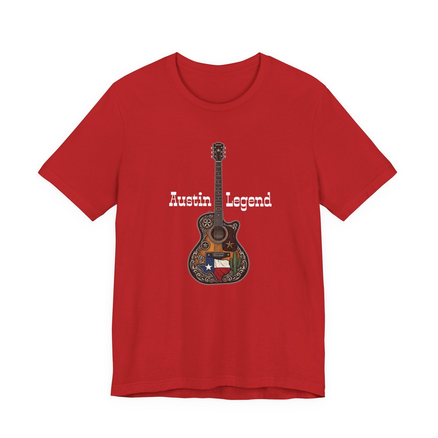 Austin Legend Guitar Tee | Unisex Short Sleeve T-Shirt, Music Lover Gift, Austin TX Souvenir, Casual Wear, Festival Apparel