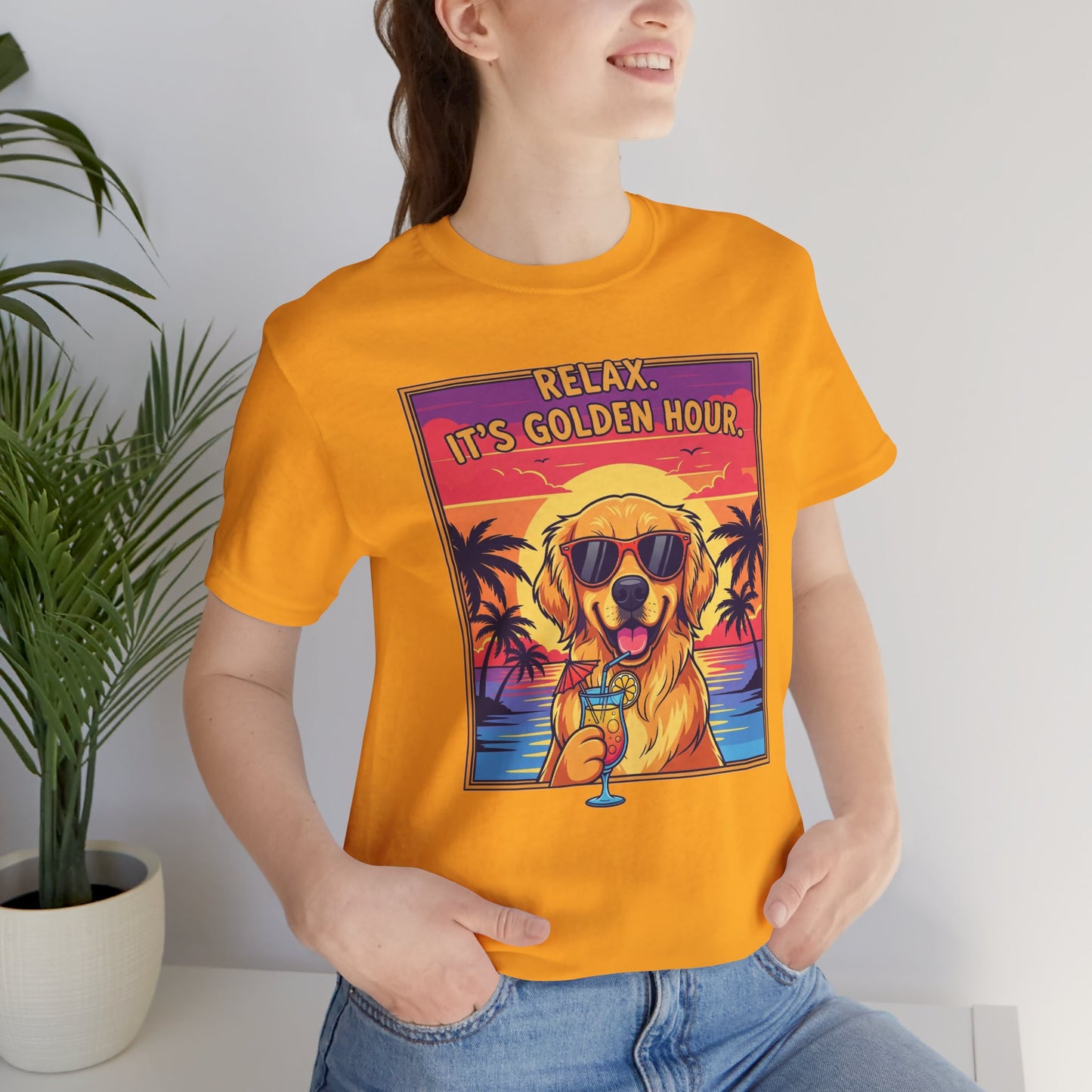 Golden Hour Golden Retriever Tee - Relax It's Golden Hour Shirt, Dog Lover Gift, Summer Vibes Tee, Vacation Outfit, Funny Pet Shirt