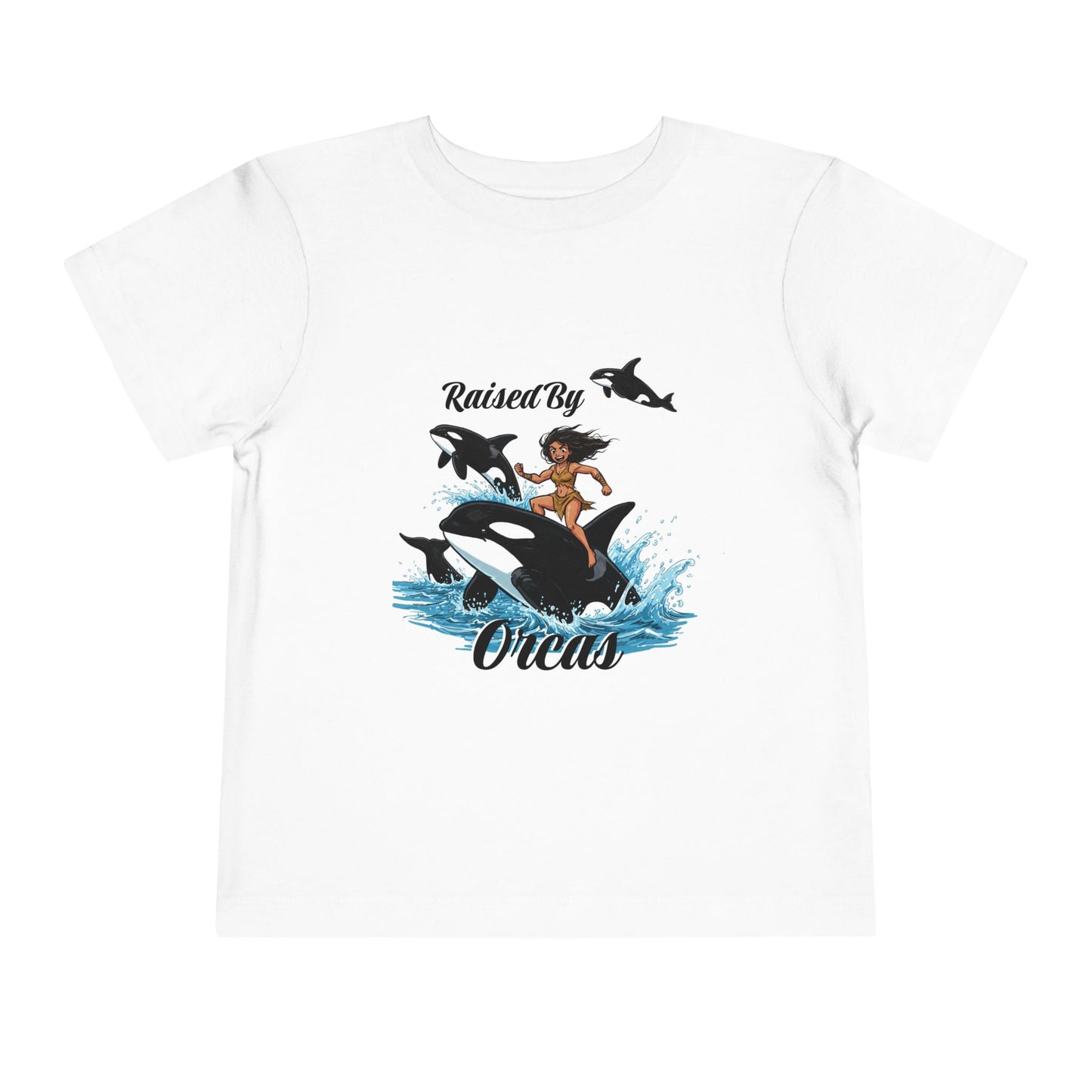 Toddler Short Sleeve Tee - Funny 'Raised By Orcas' Design, Cute Kids Shirt, Whale Lover Top, Birthday Gift, Ocean Theme Clothing